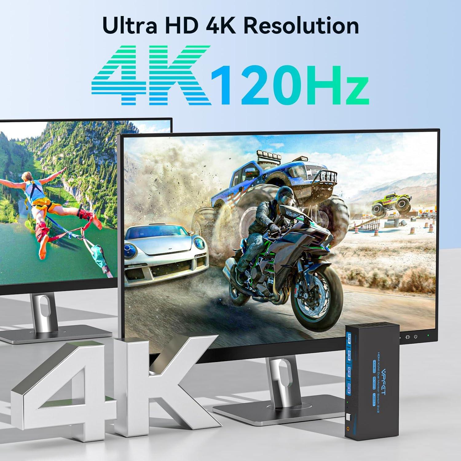 Conmutador KVM HDMI 2 PC 2 Monitores 4K 120Hz AILVLVNG