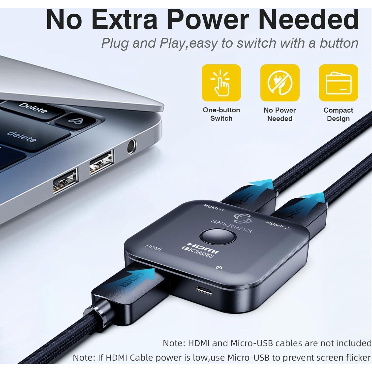 Conmutador HDMI 8K Bidireccional SHERRIVA UHD-2180 2 en 1