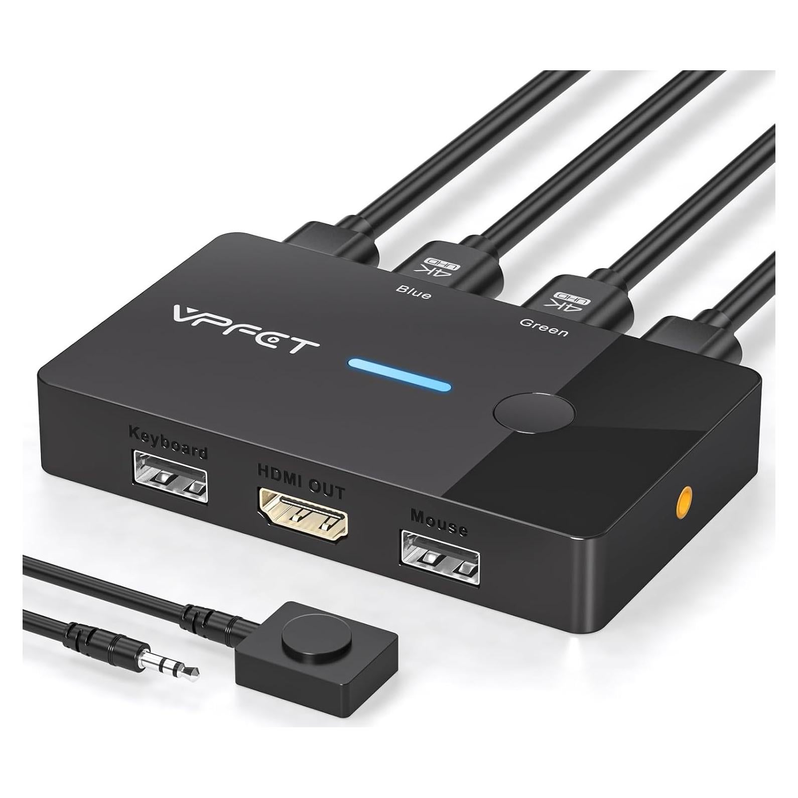 Interruptor KVM HDMI 4K AILVLVNG 2 PCs 1 Monitor USB