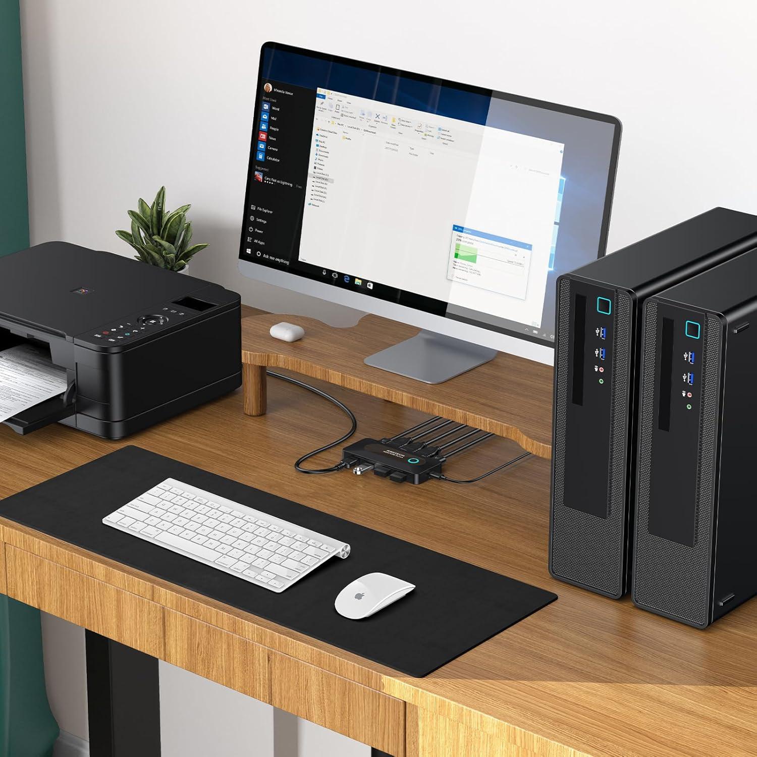 Interruptor KVM USB RSHTECH 4K@60Hz HDMI 2 PCs 4 USB 3.0