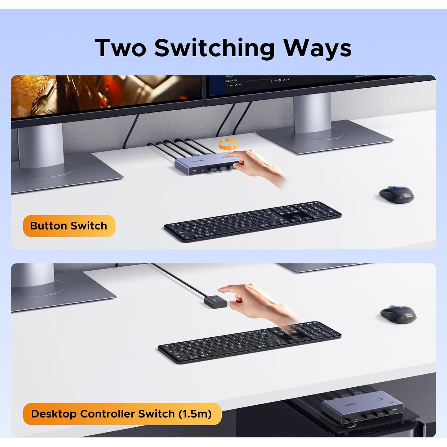 Interruptor KVM UGREEN USB-C HDMI 4K 60Hz 2 Computadoras