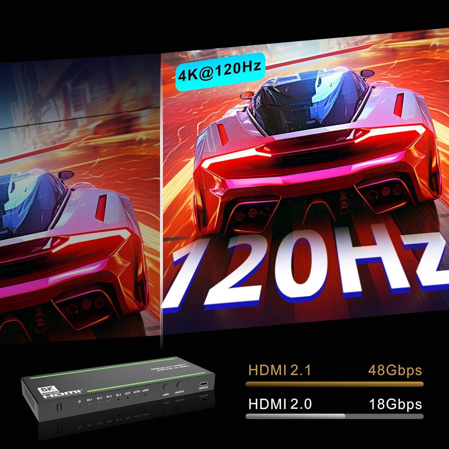 Conmutador HDMI 2.1 8K 4 en 1 iArkPower con eARC