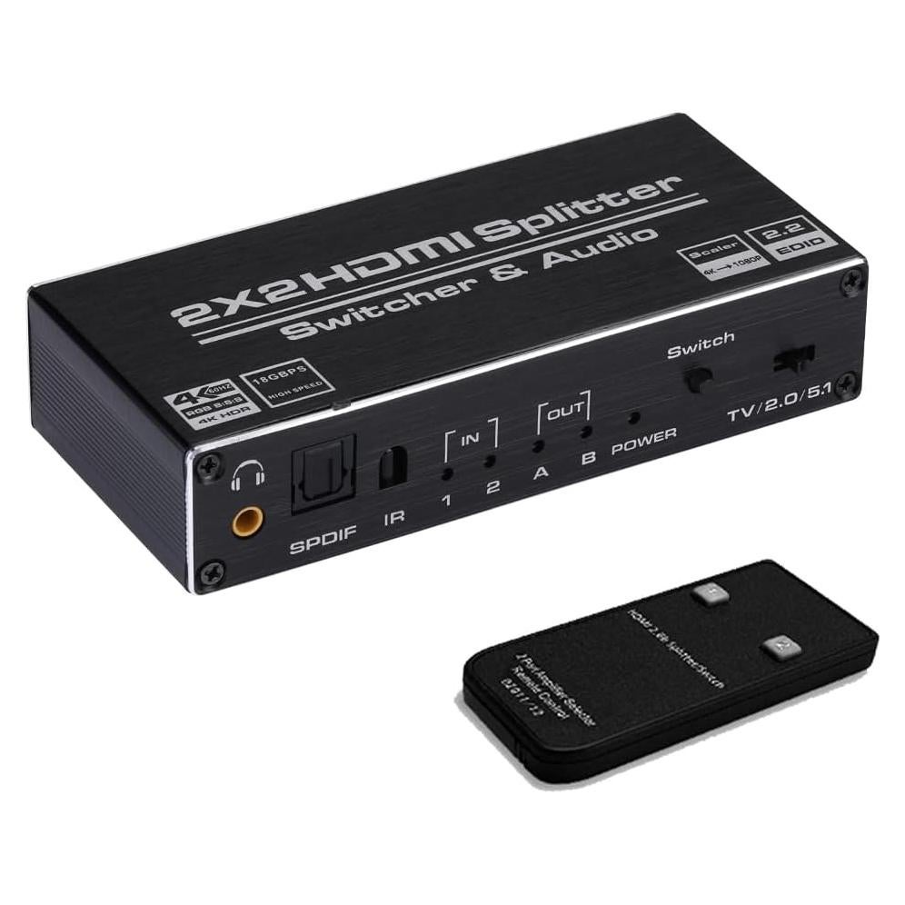 Conmutador HDMI 2x2 Groza 4K 60Hz con Control Remoto