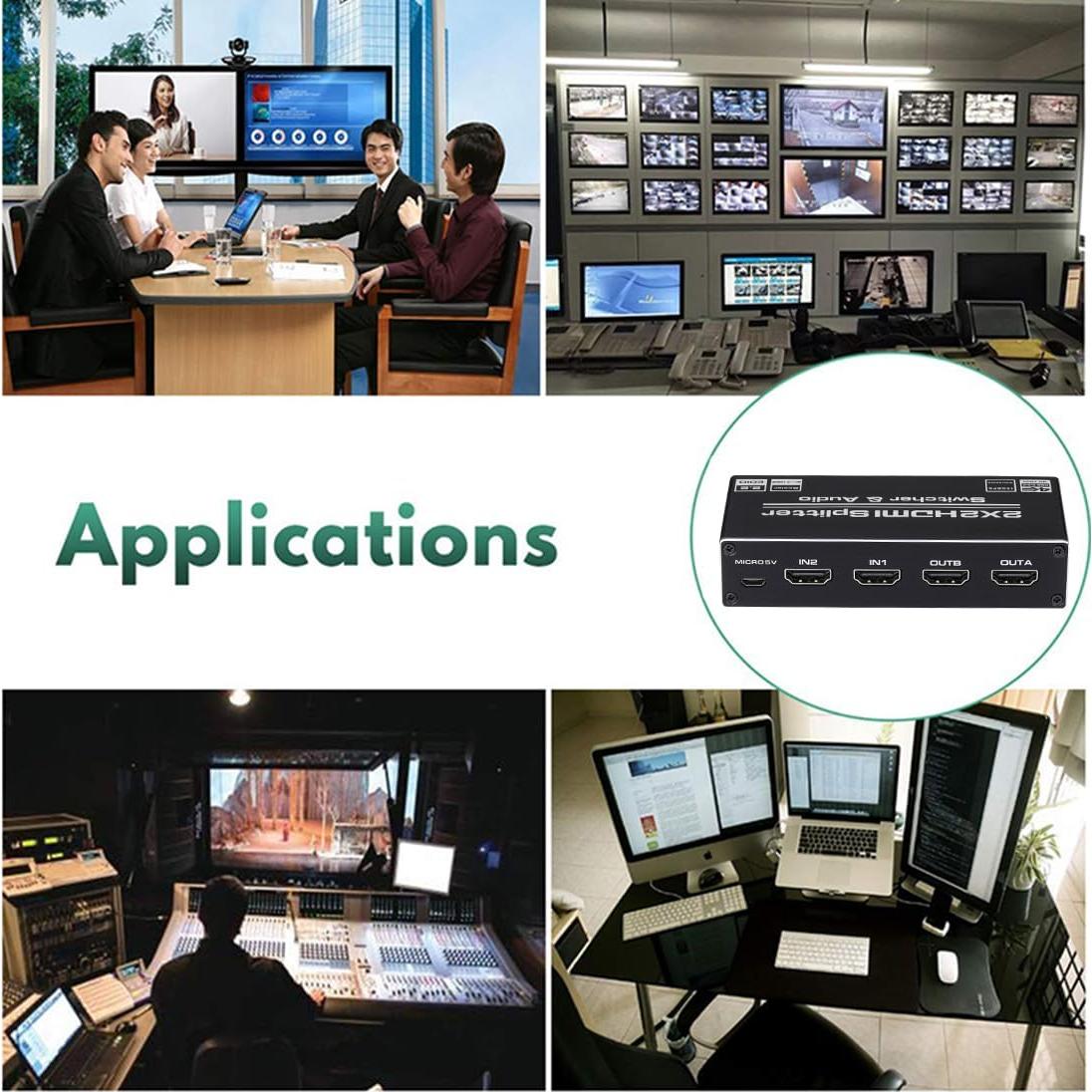 Conmutador HDMI 2x2 Groza 4K 60Hz con Control Remoto