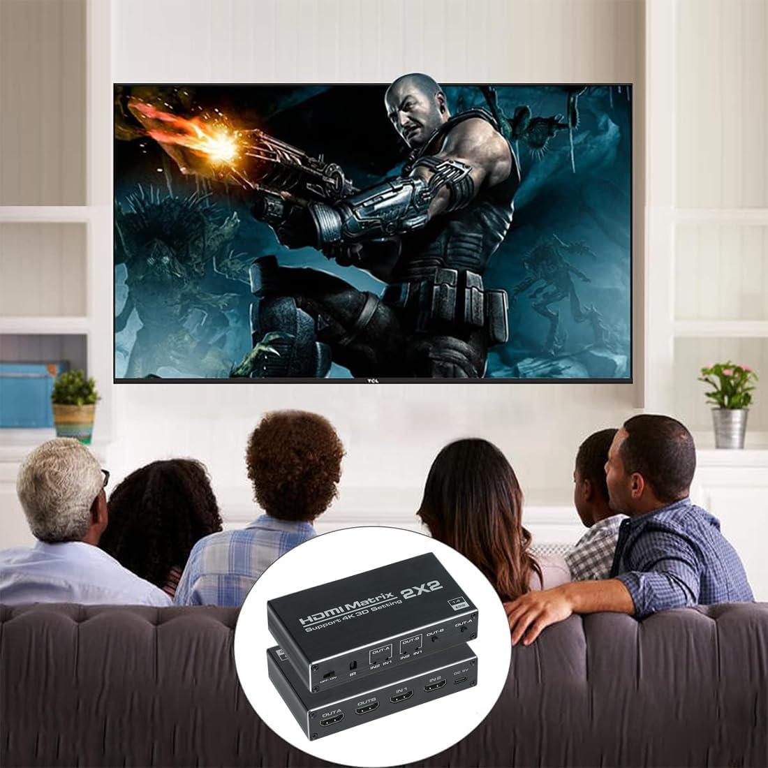 Interruptor Matriz HDMI 2x2 Anber-Tech 4K@60Hz Control Remoto