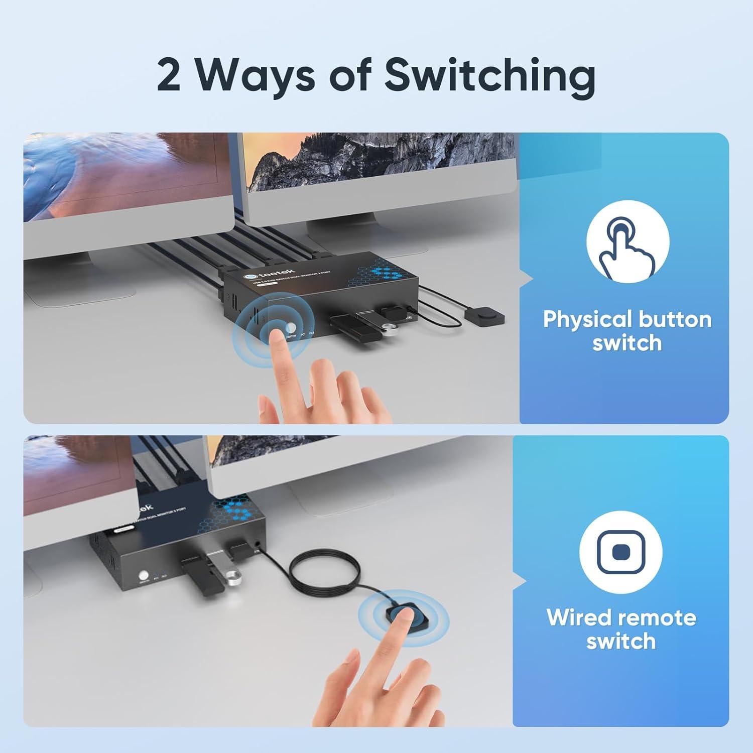 Interruptor KVM Steetek 2 Monitores 2 Computadoras 8K 60Hz