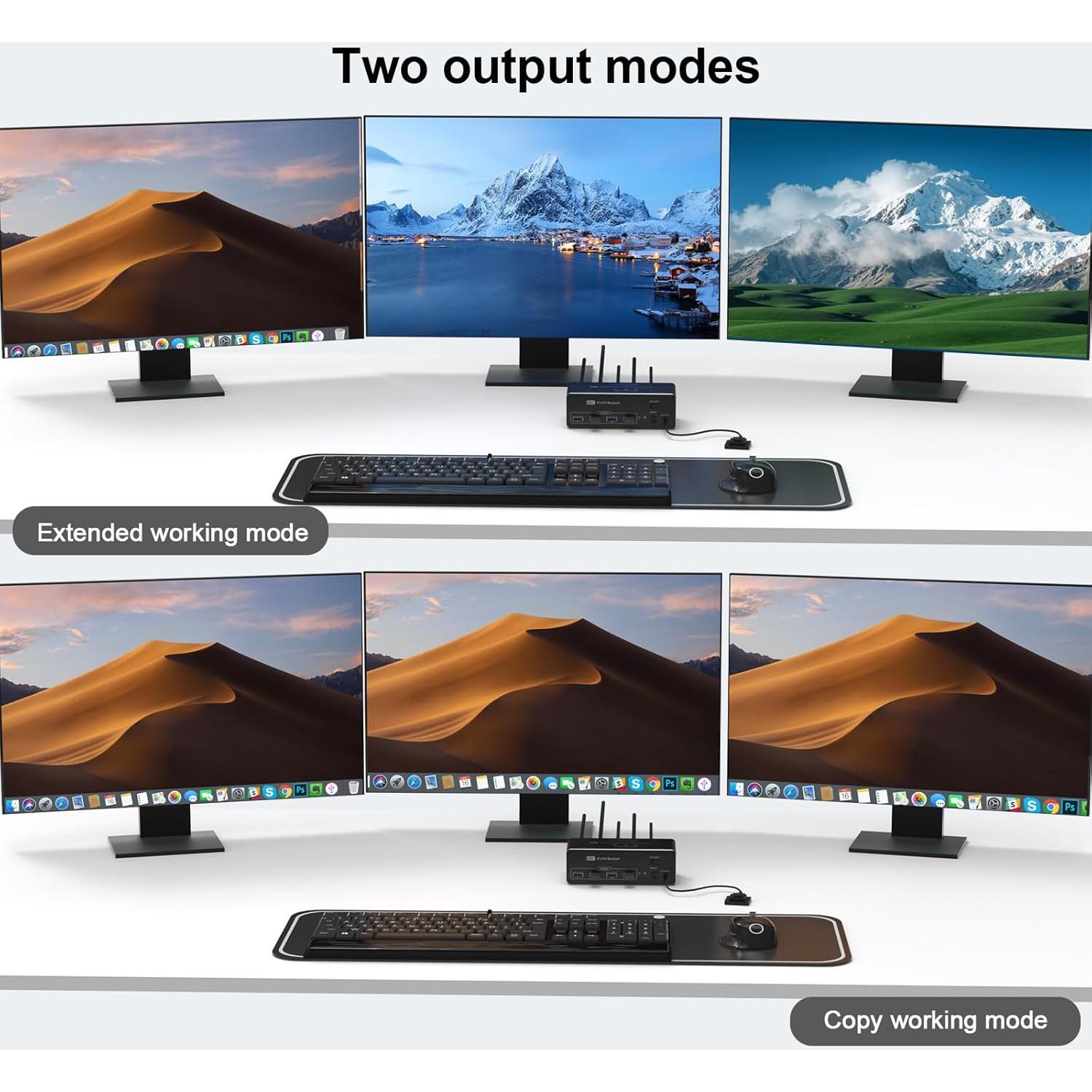 Interruptor KVM DEMEXBOOK Triple Monitor 8K HDMI + 2 DP