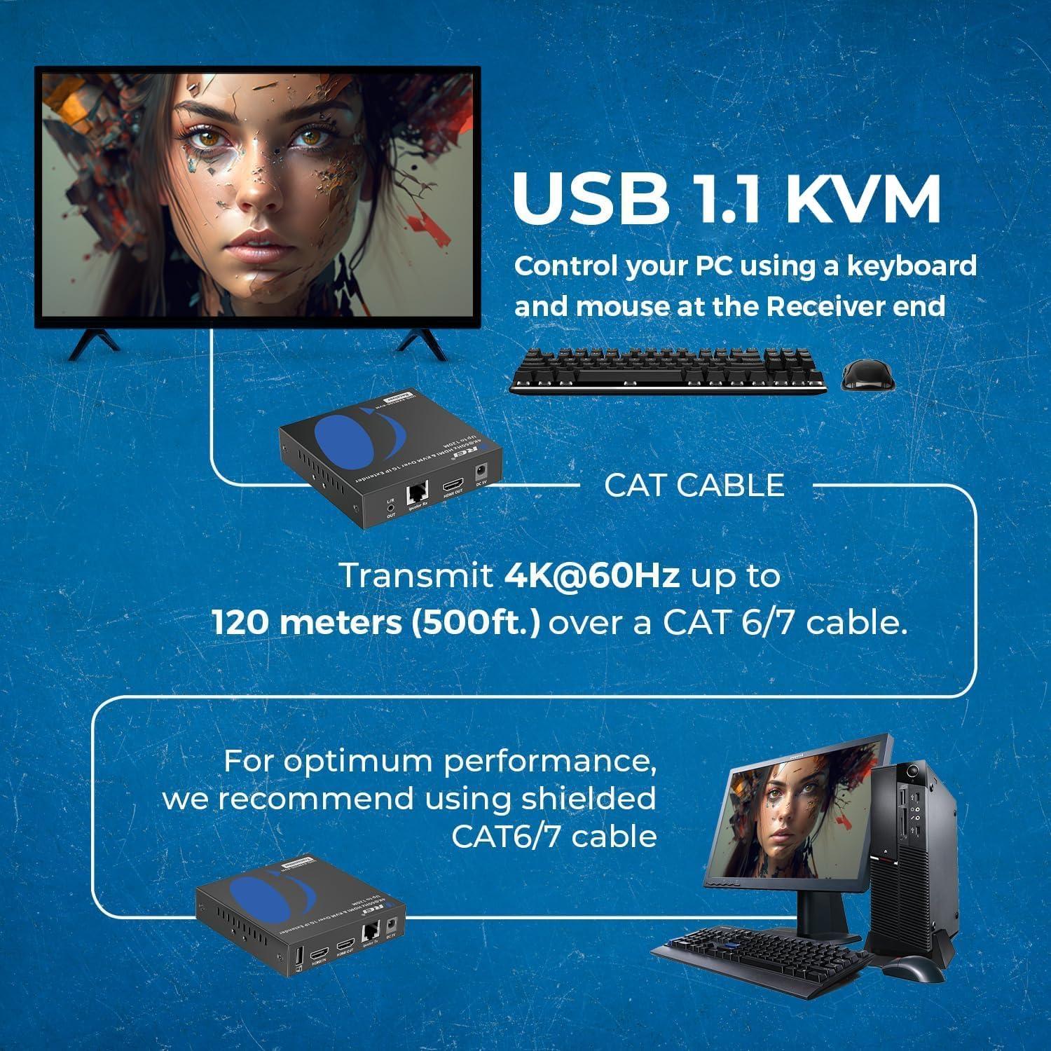 Extensor HDMI KVM OREI UHD-EXM500-KVM 4K@60Hz 100m