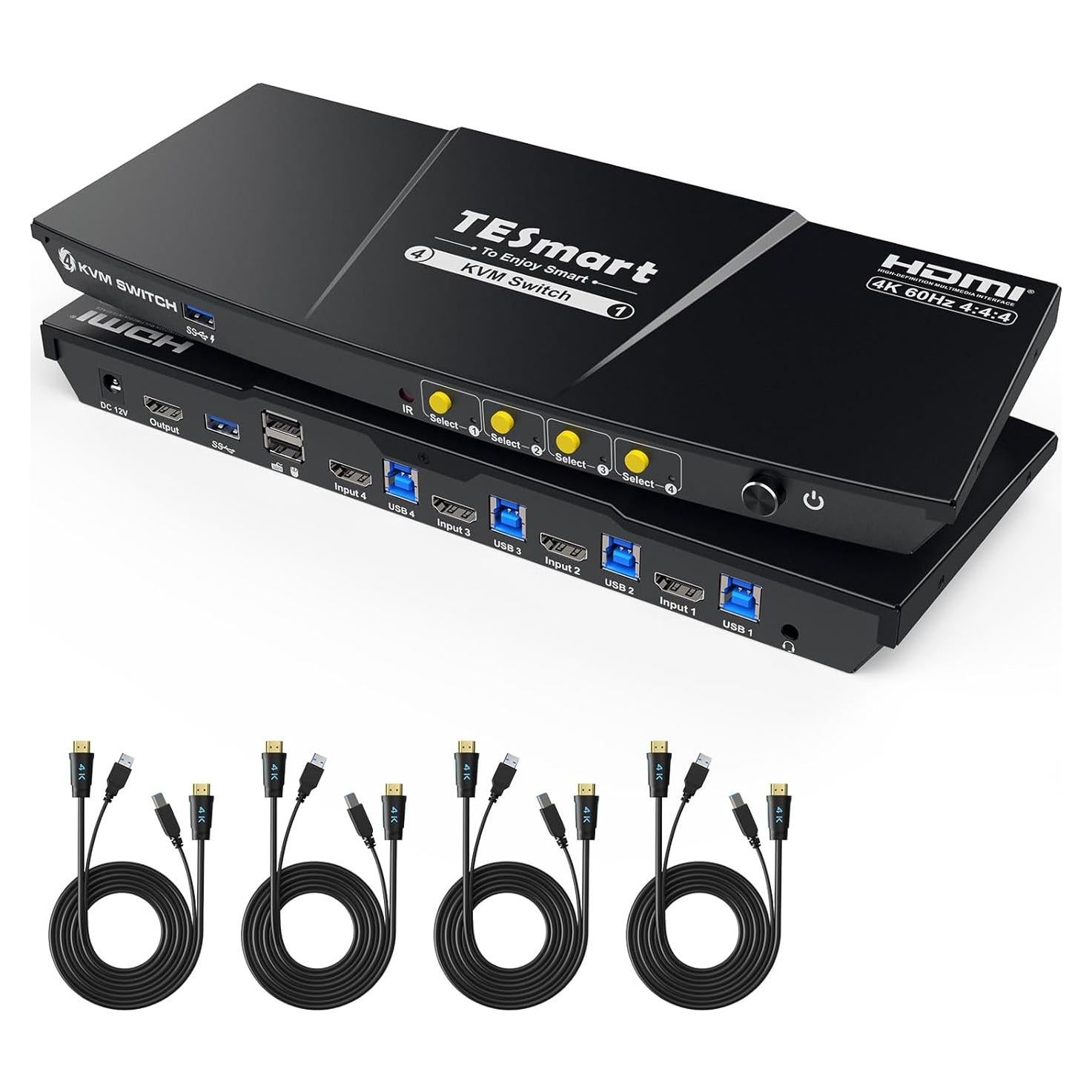 Interruptor KVM HDMI TESmart 4 Puertos USB 3.0 4K 60Hz