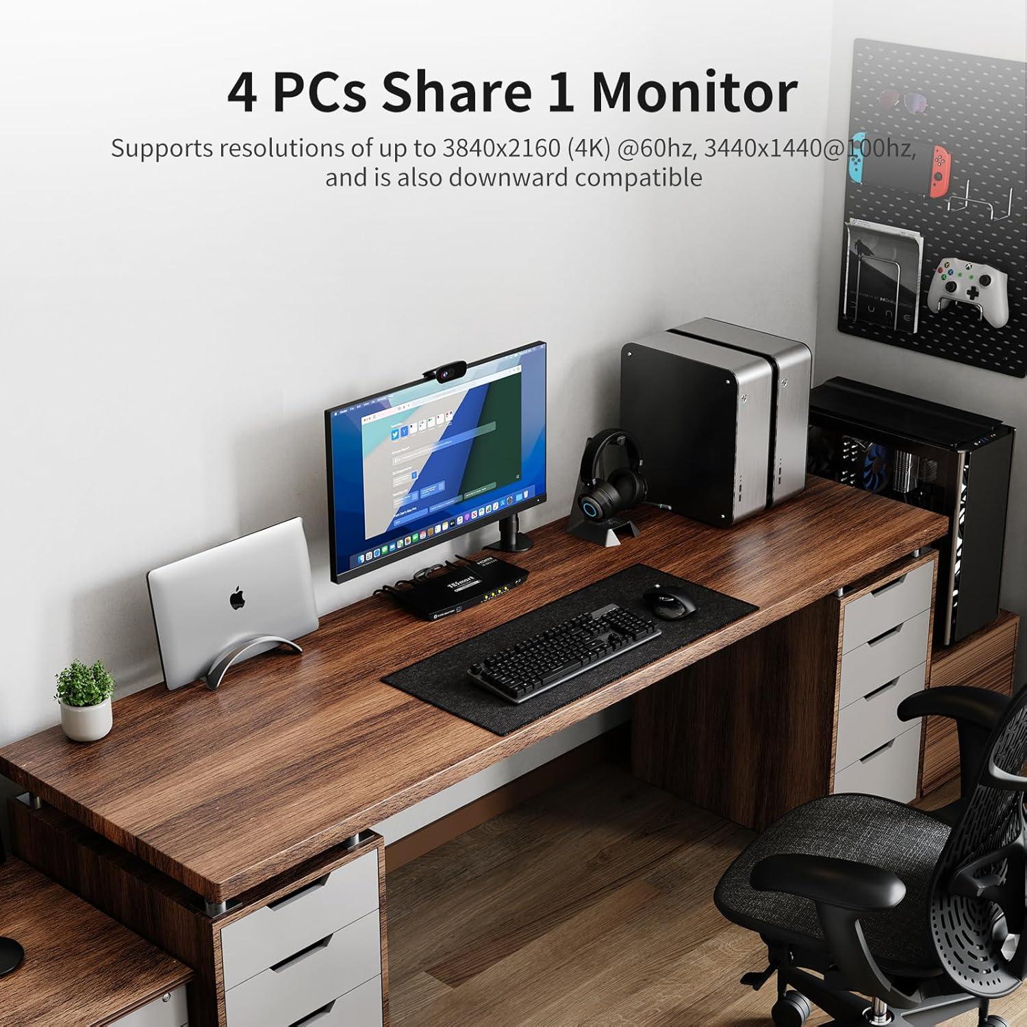 Interruptor KVM HDMI TESmart 4 Puertos USB 3.0 4K 60Hz