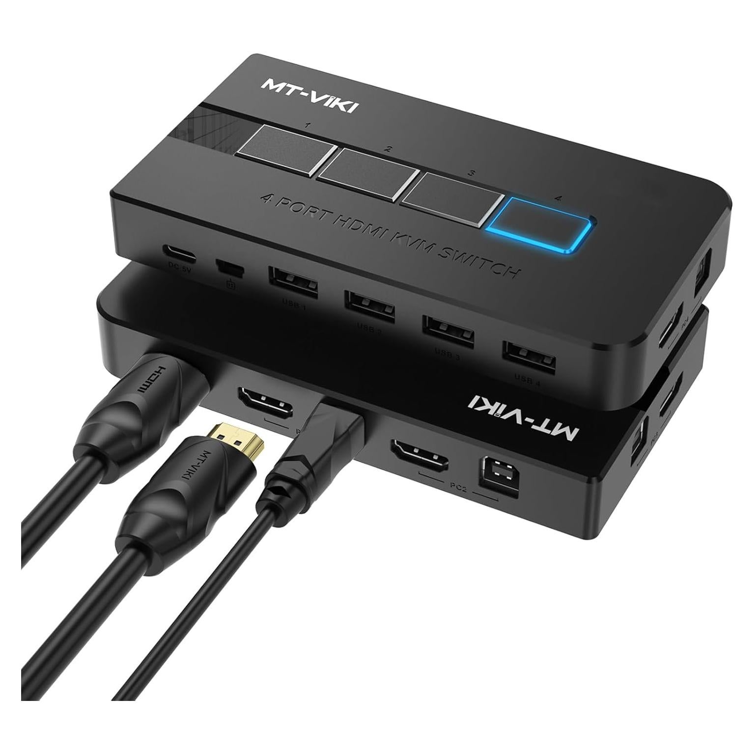 Interruptor KVM HDMI 4 Puertos MT-VIKI 4K@30Hz USB