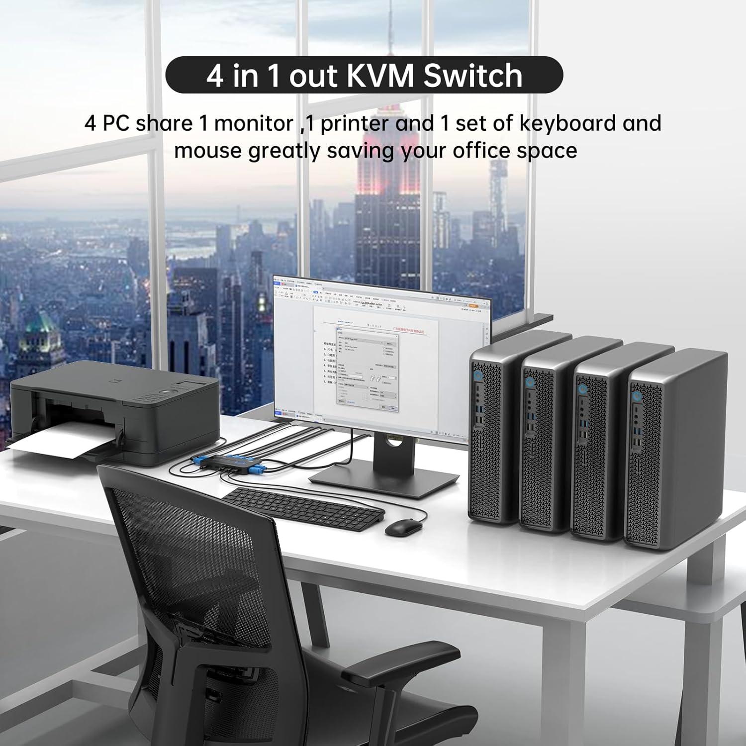 Interruptor KVM HDMI 4 Puertos MT-VIKI 4K@30Hz USB