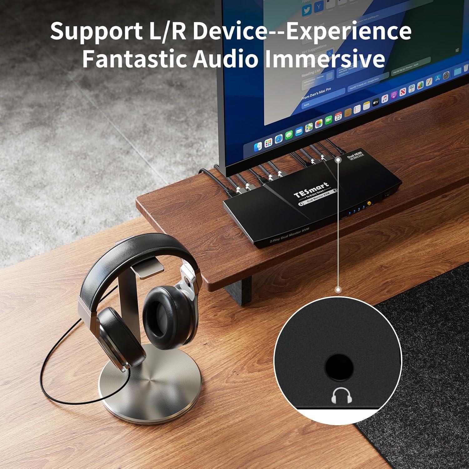 Interruptor KVM HDMI 2 Monitores TESmart 4K 60Hz USB 2.0