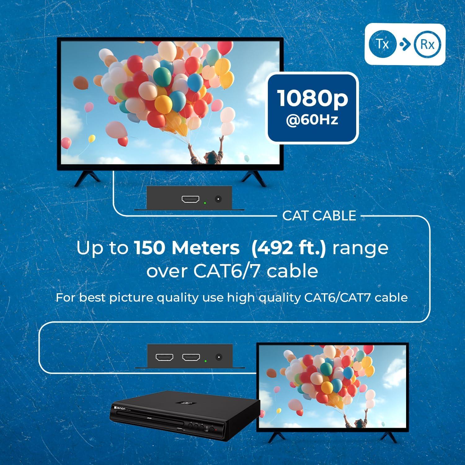 Extensor HDMI sobre Ethernet OREI HDA-102IR 150m 1080p