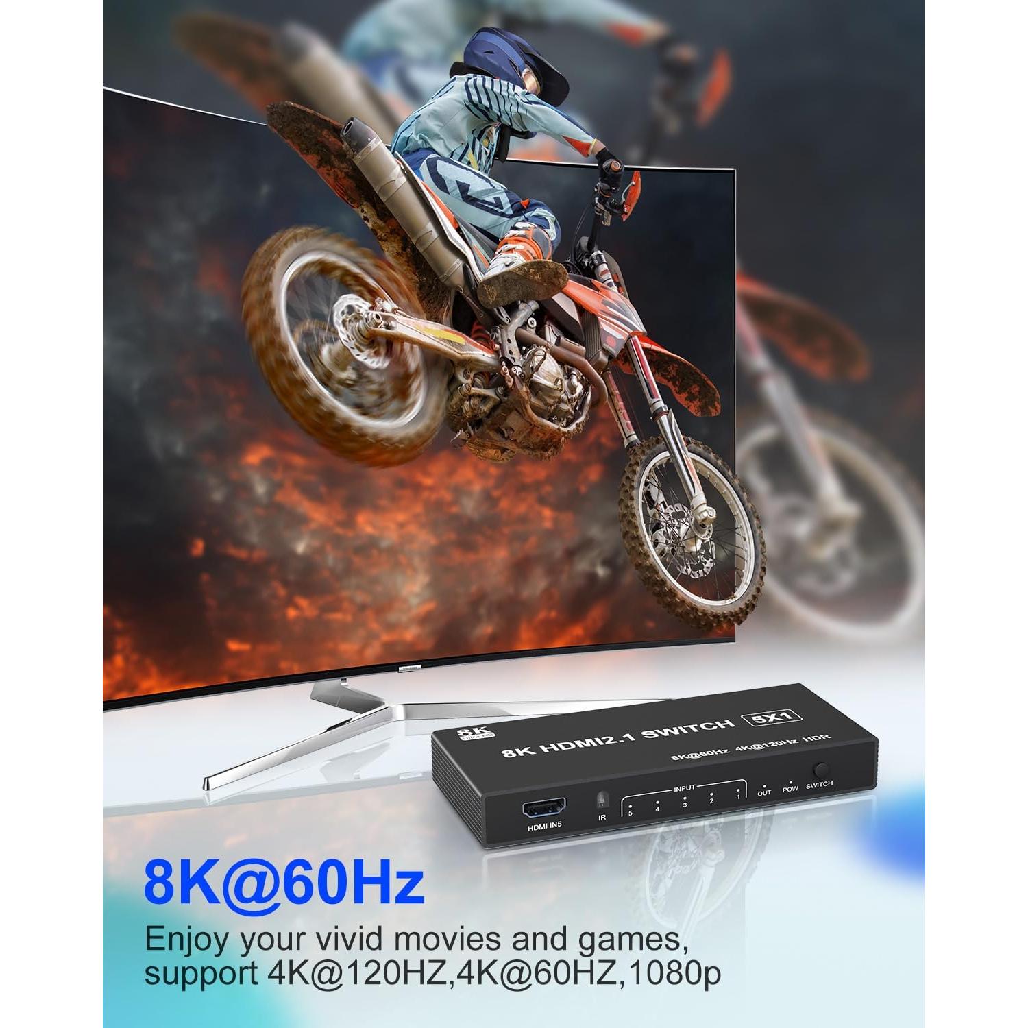 Divisor HDMI 8K 5 en 1 Tioleje - Conmutador 120Hz 4K