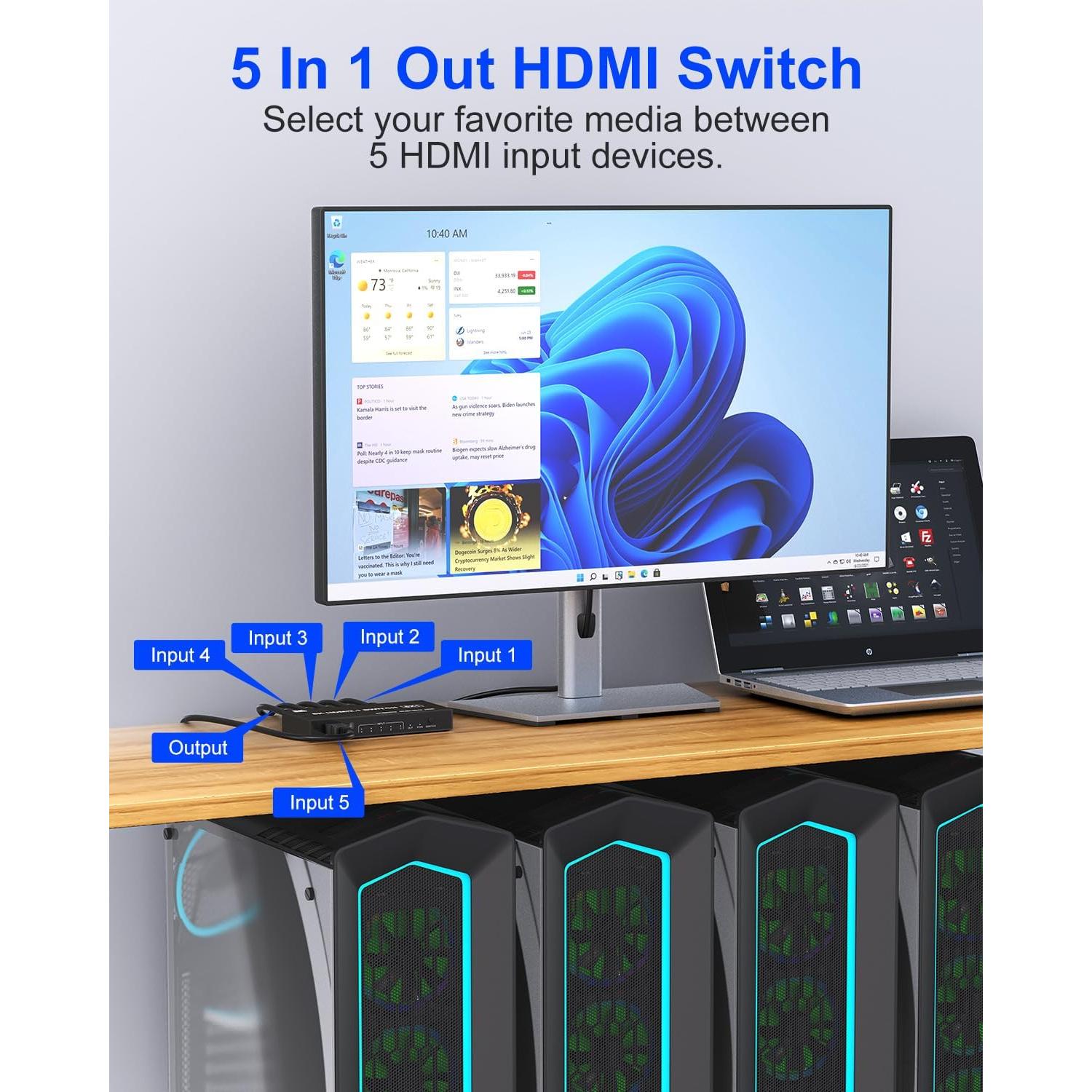 Divisor HDMI 8K 5 en 1 Tioleje - Conmutador 120Hz 4K