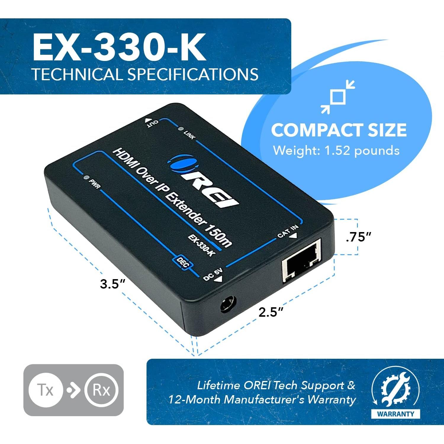 Extensor HDMI OREI EX-330 hasta 100m Full HD 1080P