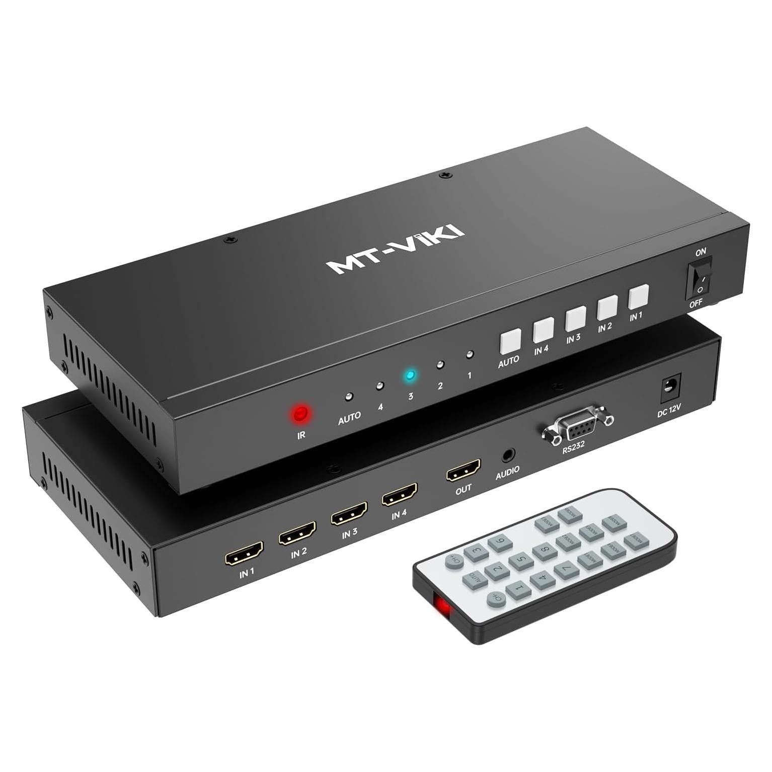 Interruptor HDMI 4K Sin Costura MT-VIKI 4 Puertos Audio 3.5mm