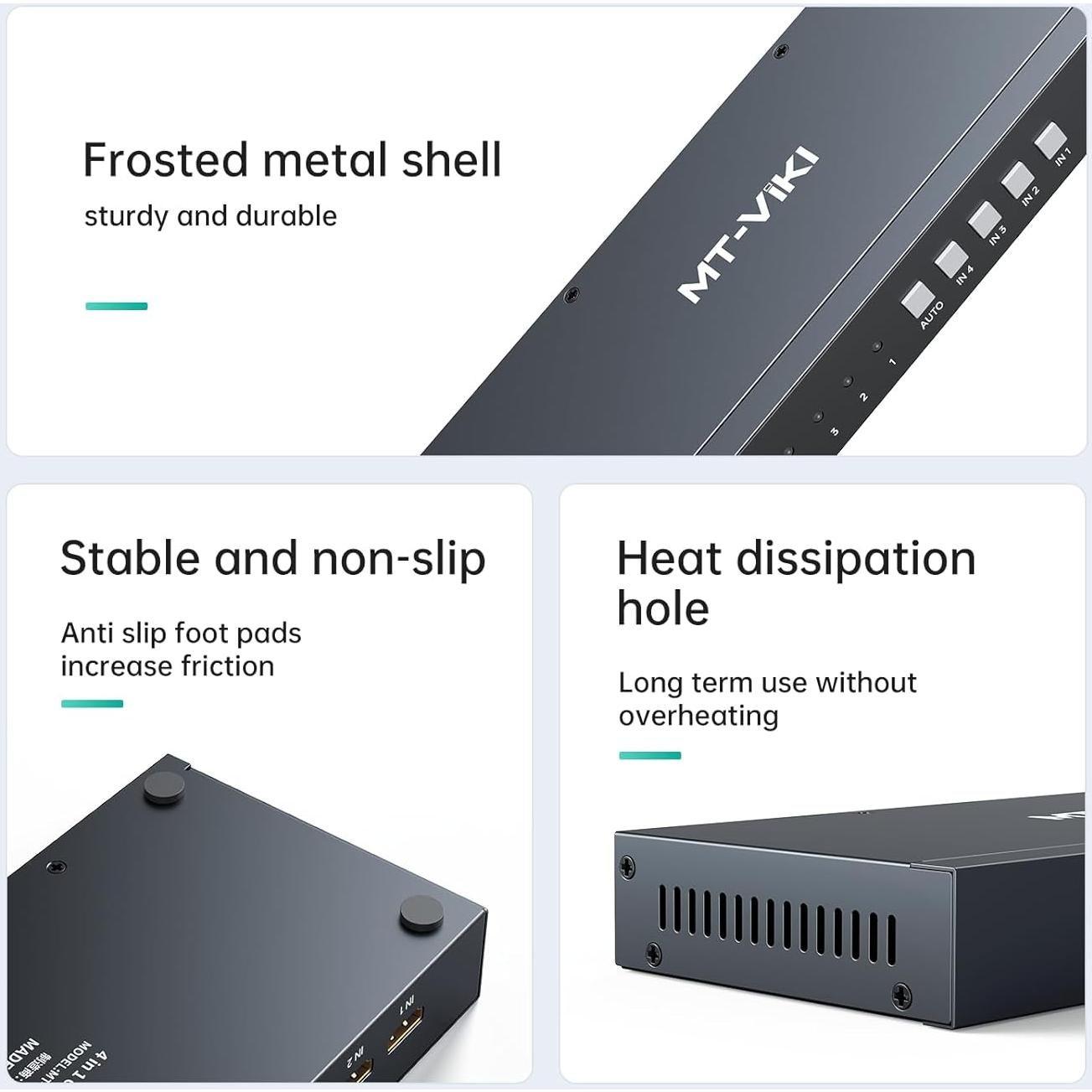 Interruptor HDMI 4K Sin Costura MT-VIKI 4 Puertos Audio 3.5mm