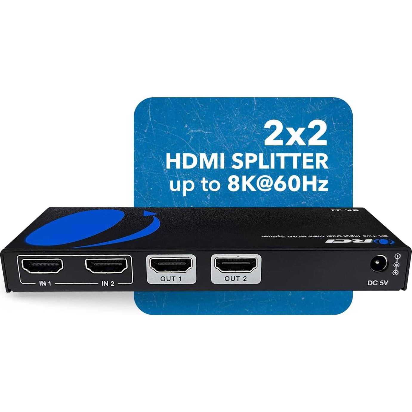 Divisor HDMI 8K OREI BK-22 2 Salidas 4K@120Hz Dolby Vision