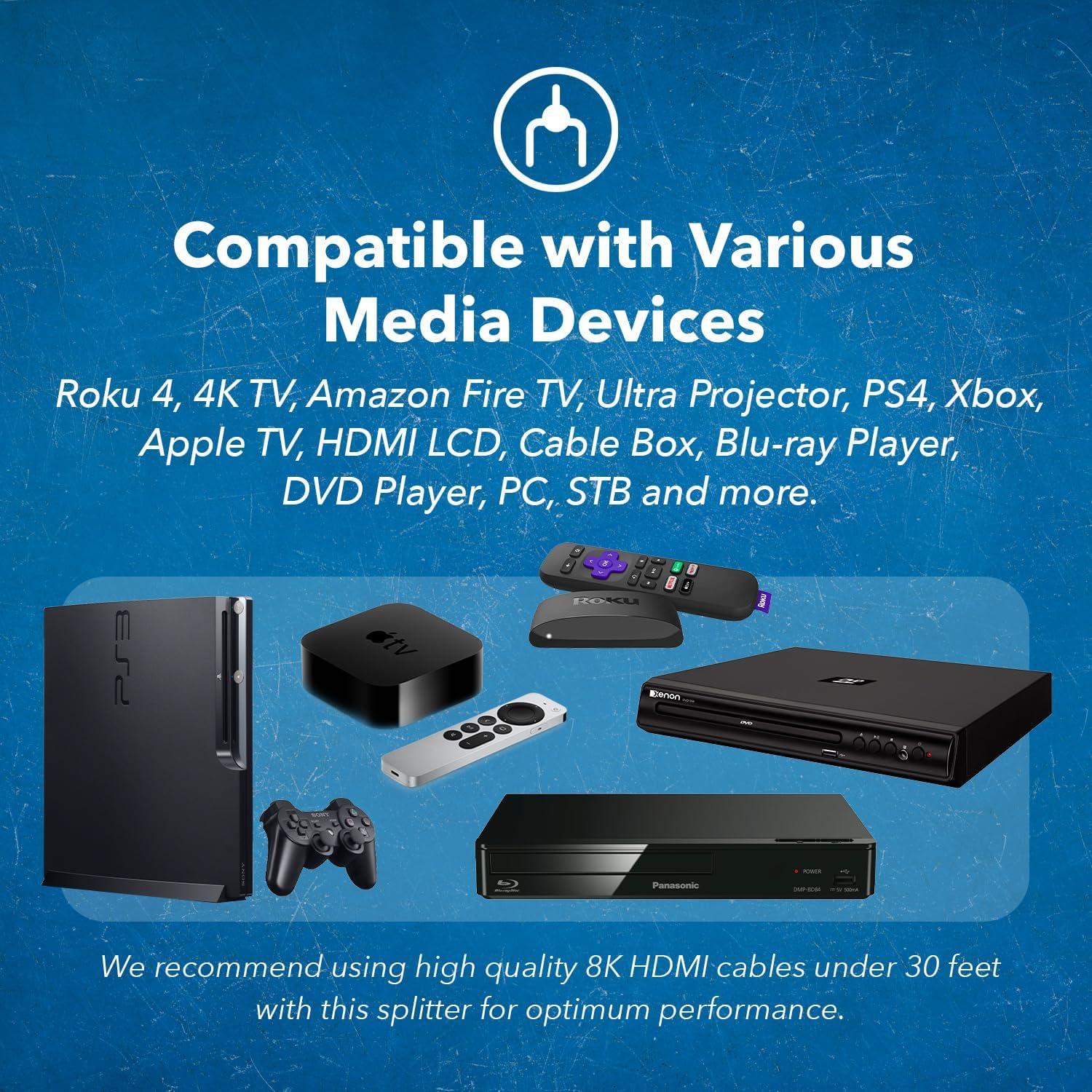 Divisor HDMI 8K OREI BK-22 2 Salidas 4K@120Hz Dolby Vision