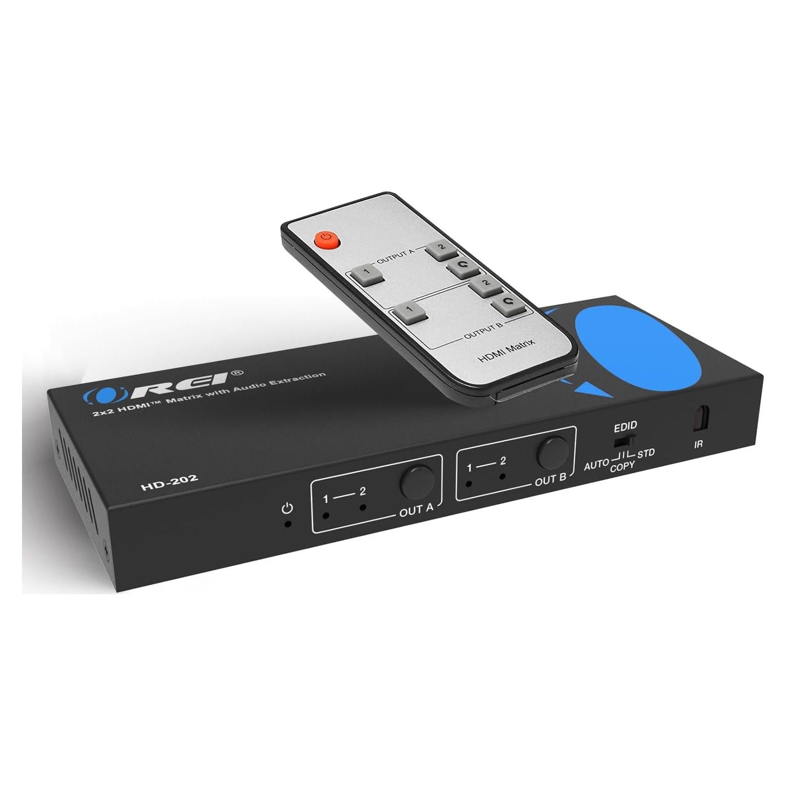 Matriz HDMI 2x2 OREI HD-202 UltraHD 4K 60Hz Control Remoto