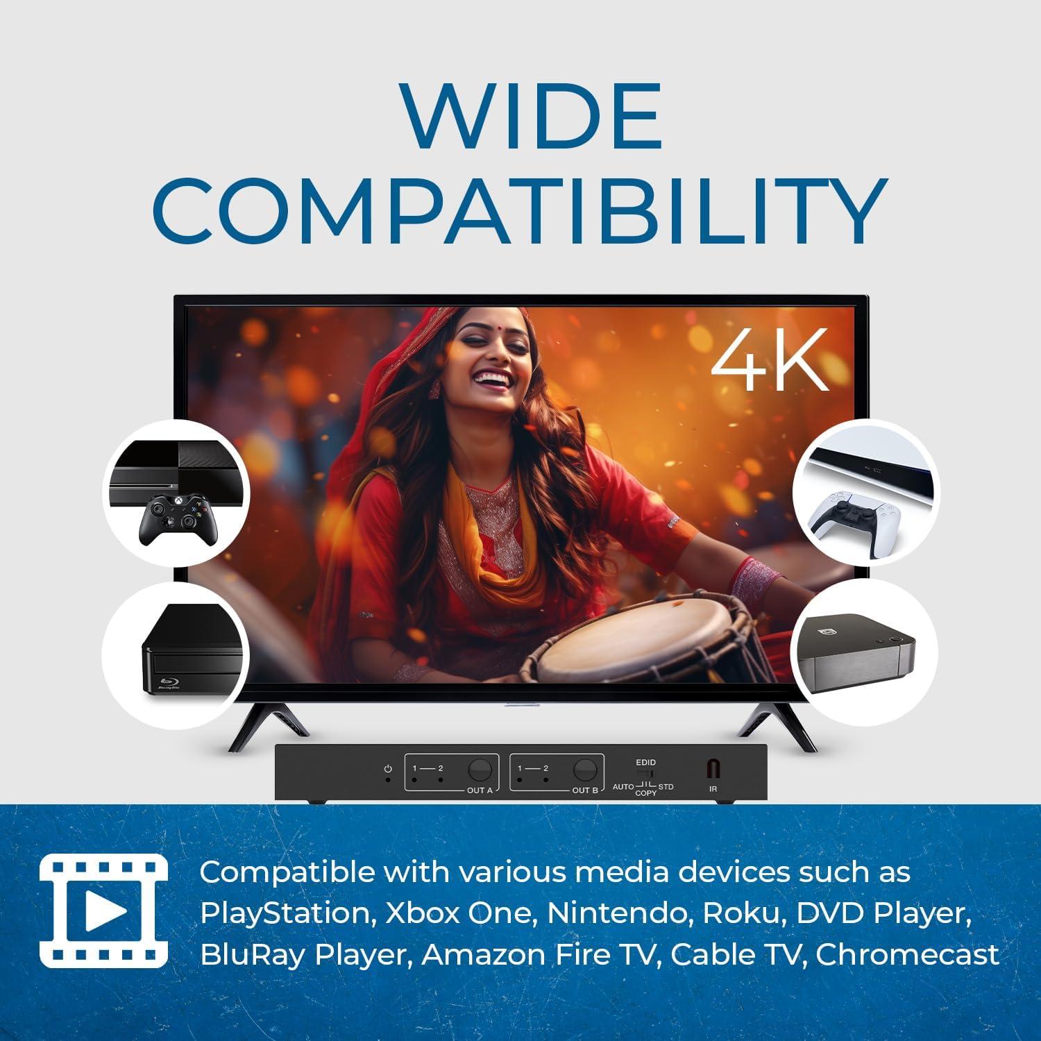 Matriz HDMI 2x2 OREI HD-202 UltraHD 4K 60Hz Control Remoto