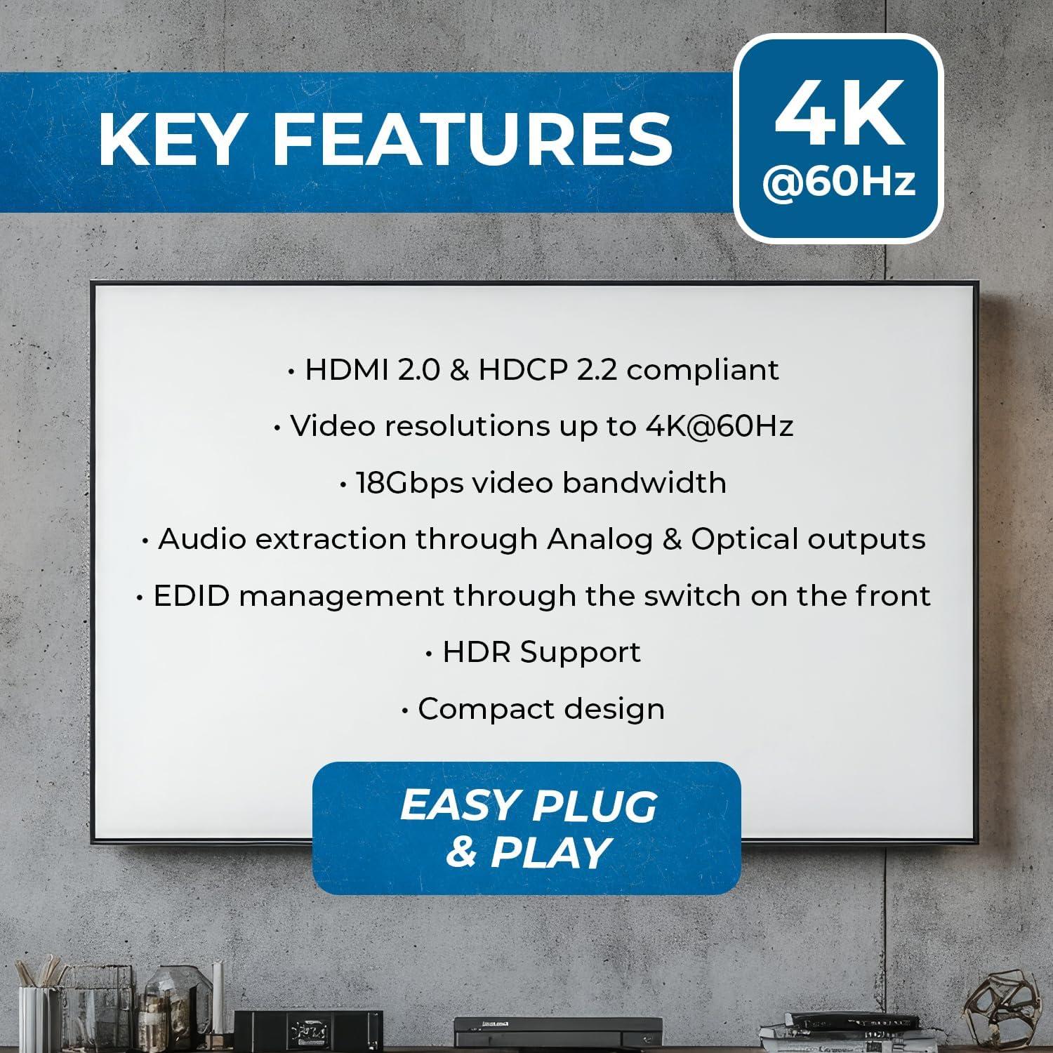 Matriz HDMI 2x2 OREI HD-202 UltraHD 4K 60Hz Control Remoto