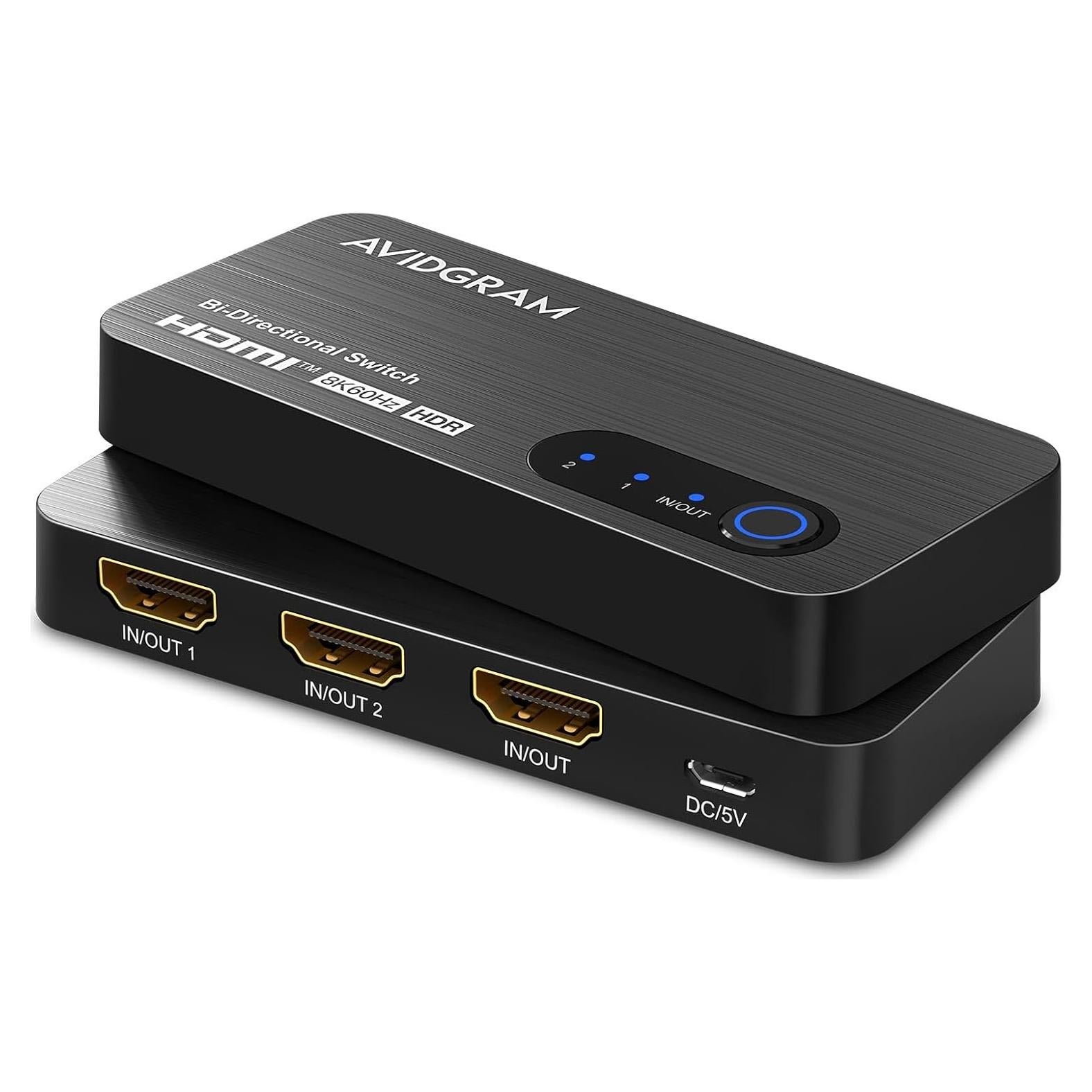 Conmutador HDMI 8K 60Hz AVIDGRAM 2x1/1x2 Soporta 4K 120Hz