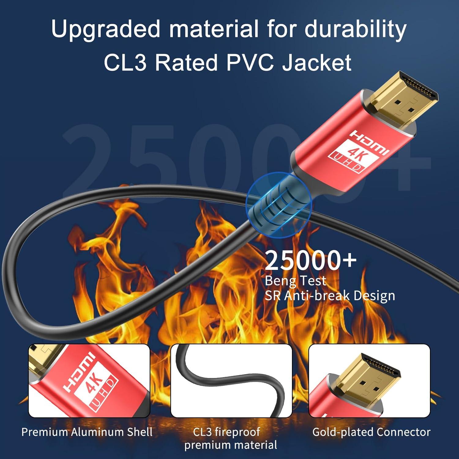 Cable HDMI 4K Eareyesail 22.86m 18Gbps CL3 chapado en oro