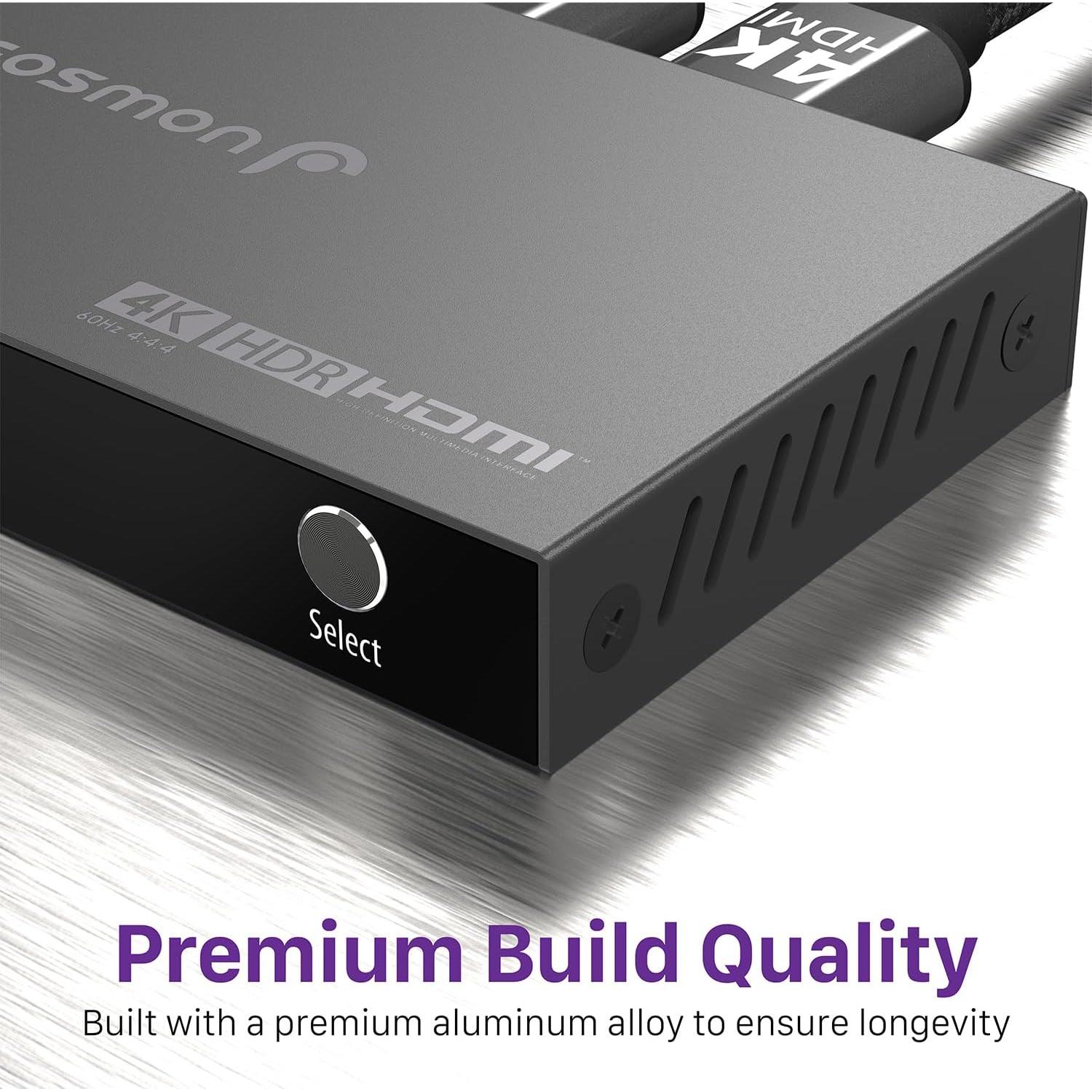 Interruptor HDMI 4K Fosmon 3 Puertos Auto-Switching 18Gbps