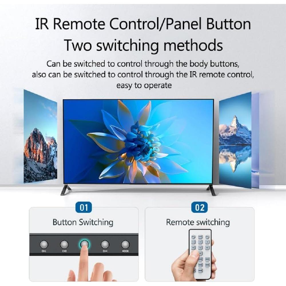 Conmutador HDMI 4x1 Arvitek 4K@30Hz con Control Remoto