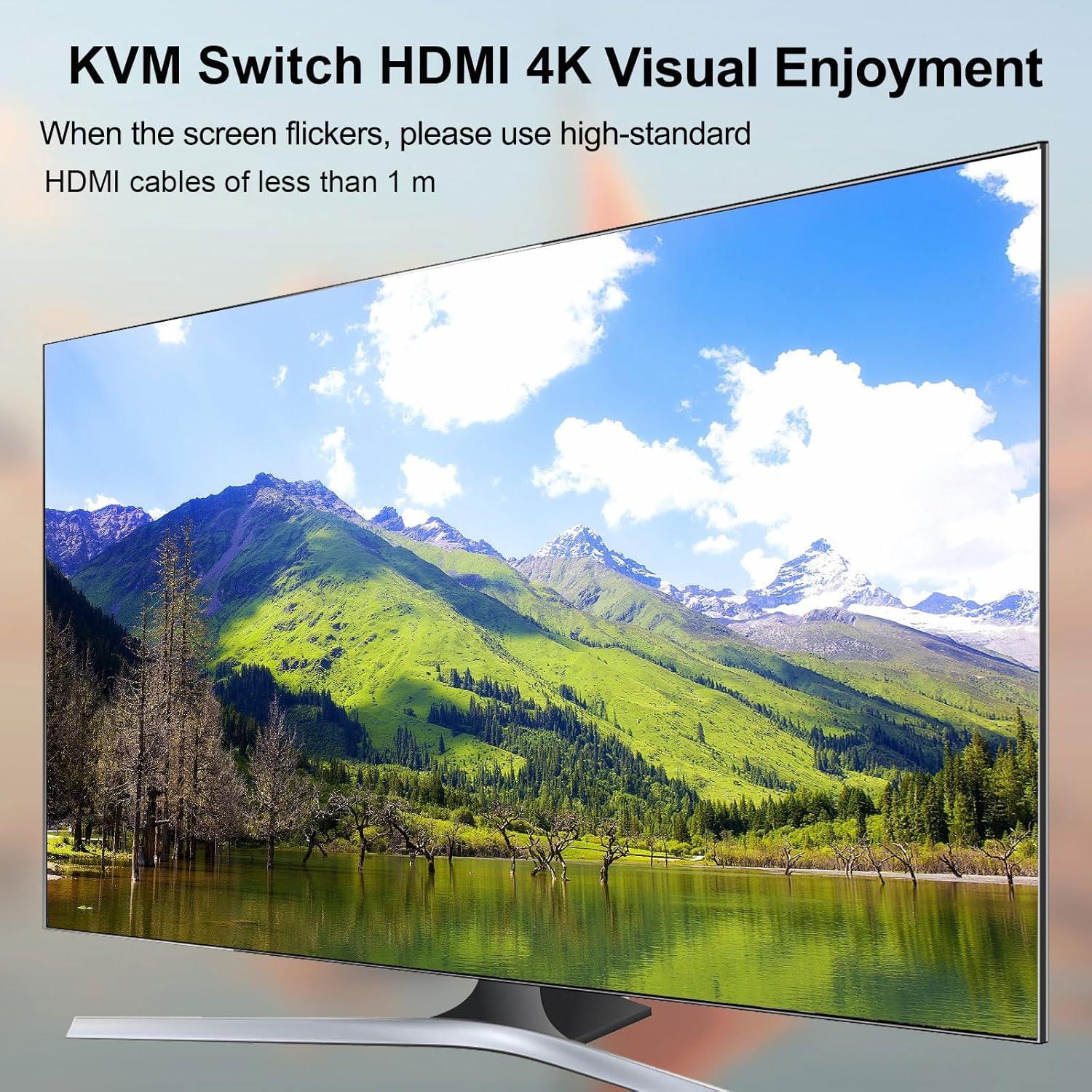 Interruptor KVM 2 Monitores 2 Computadoras KCEVE 4K HDMI