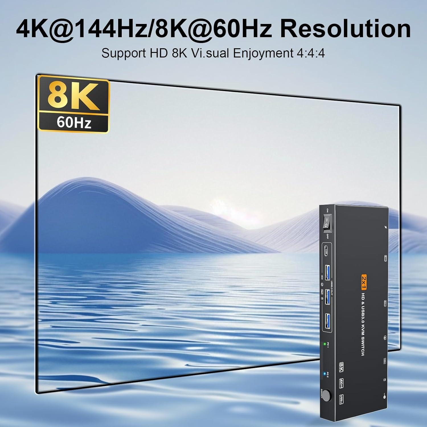 Interruptor KVM HDMI 8K 60Hz YUANDU para 2 Computadoras