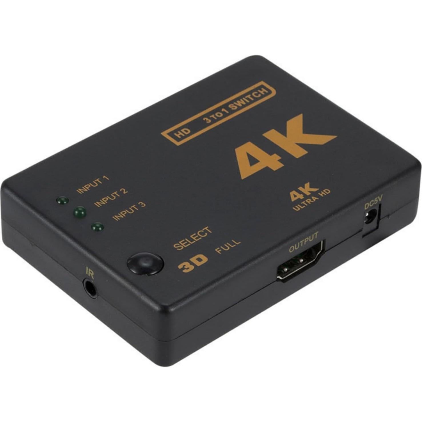 Conmutador HDMI 3 Vías Suckoo 4K 30Hz 3 en 1 con IR