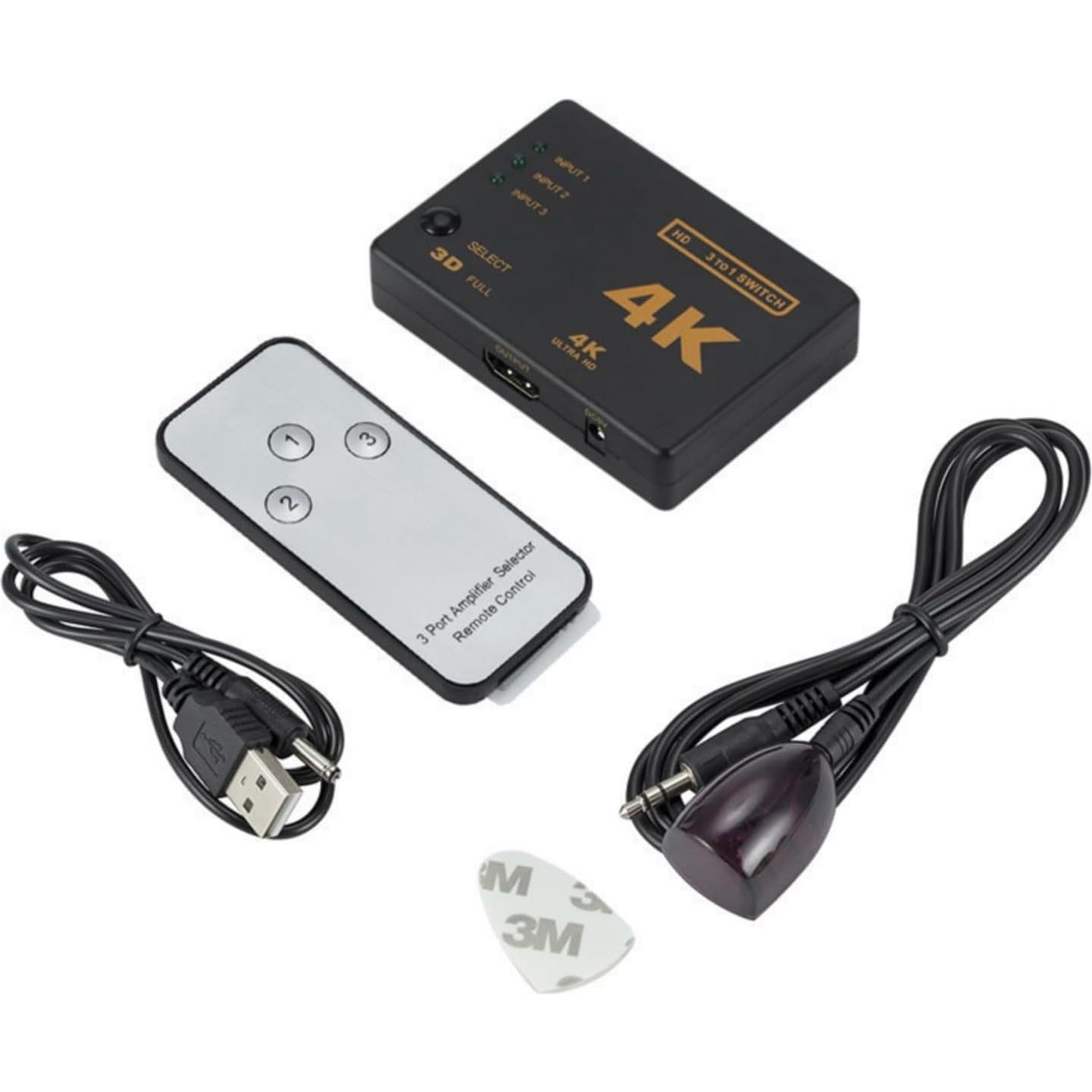 Conmutador HDMI 3 Vías Suckoo 4K 30Hz 3 en 1 con IR