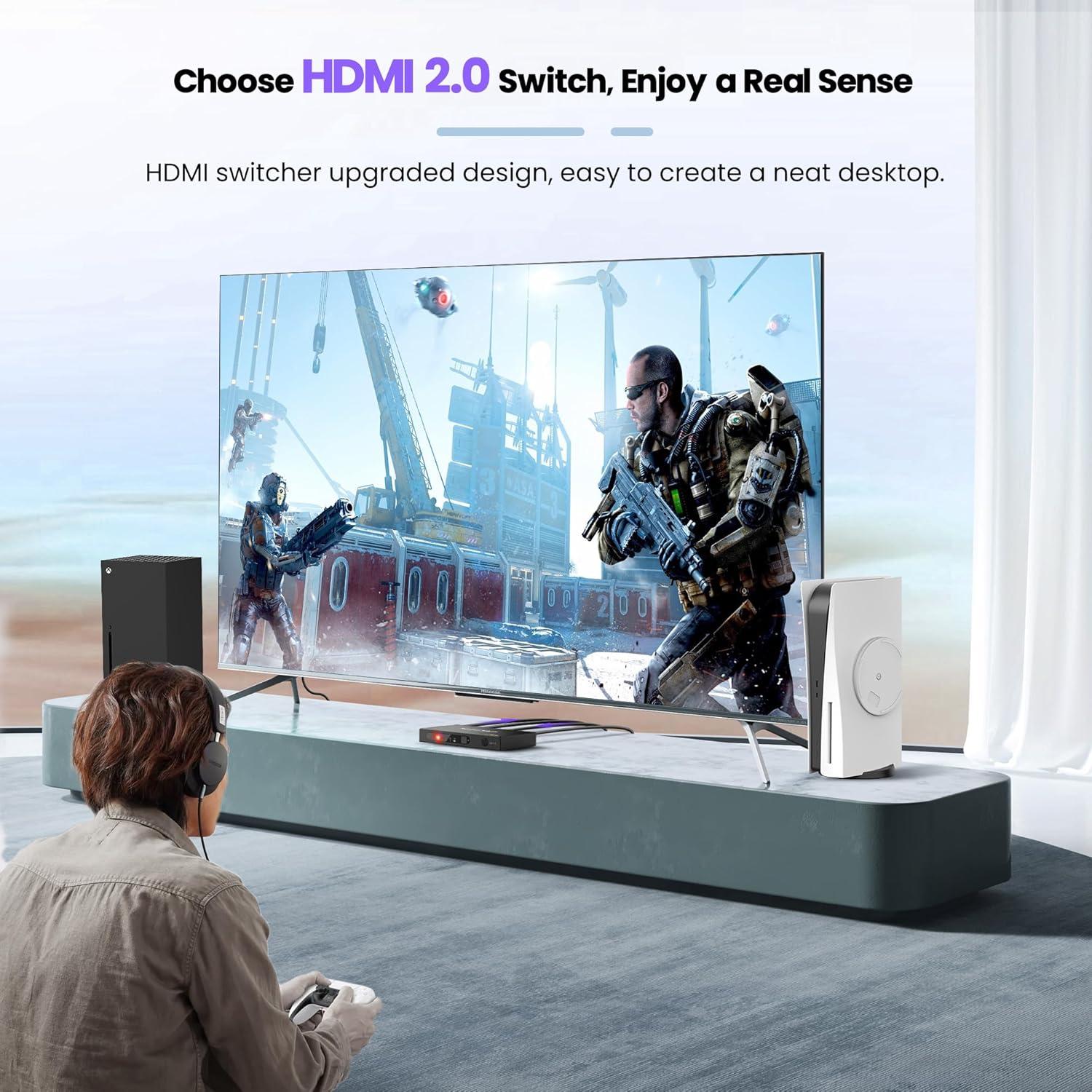 Conmutador HDMI 3 en 1 Avedio Links 4K 60Hz Automático