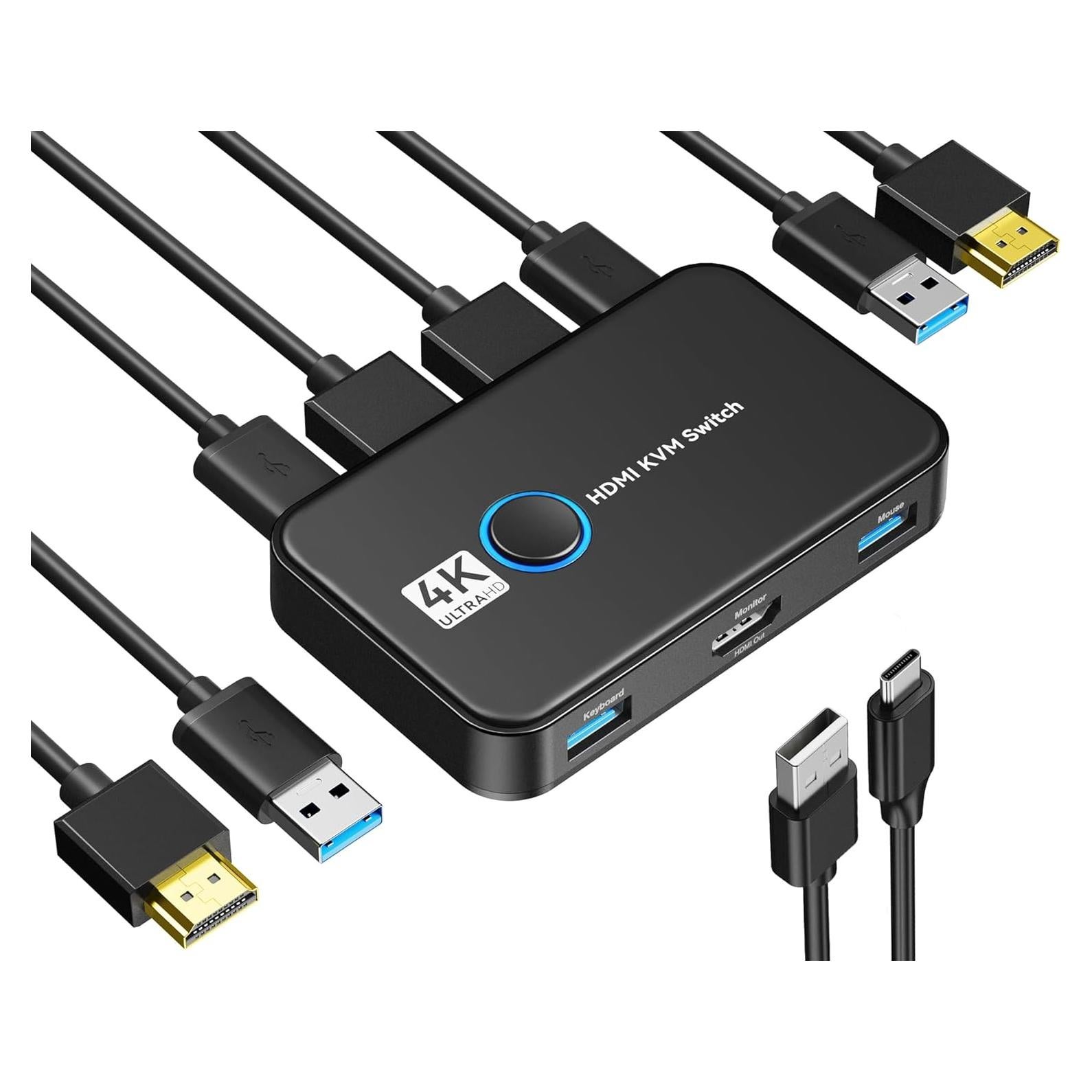 Interruptor KVM HDMI Giimake para 2 Computadoras 4K 60Hz