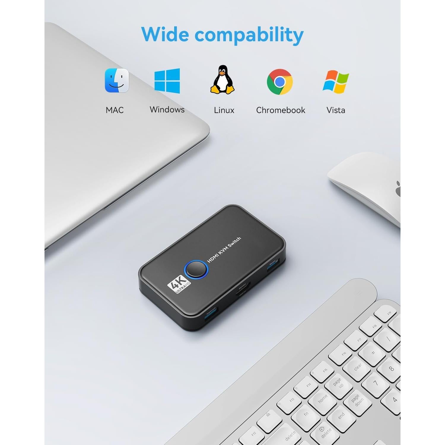 Interruptor KVM HDMI Giimake para 2 Computadoras 4K 60Hz