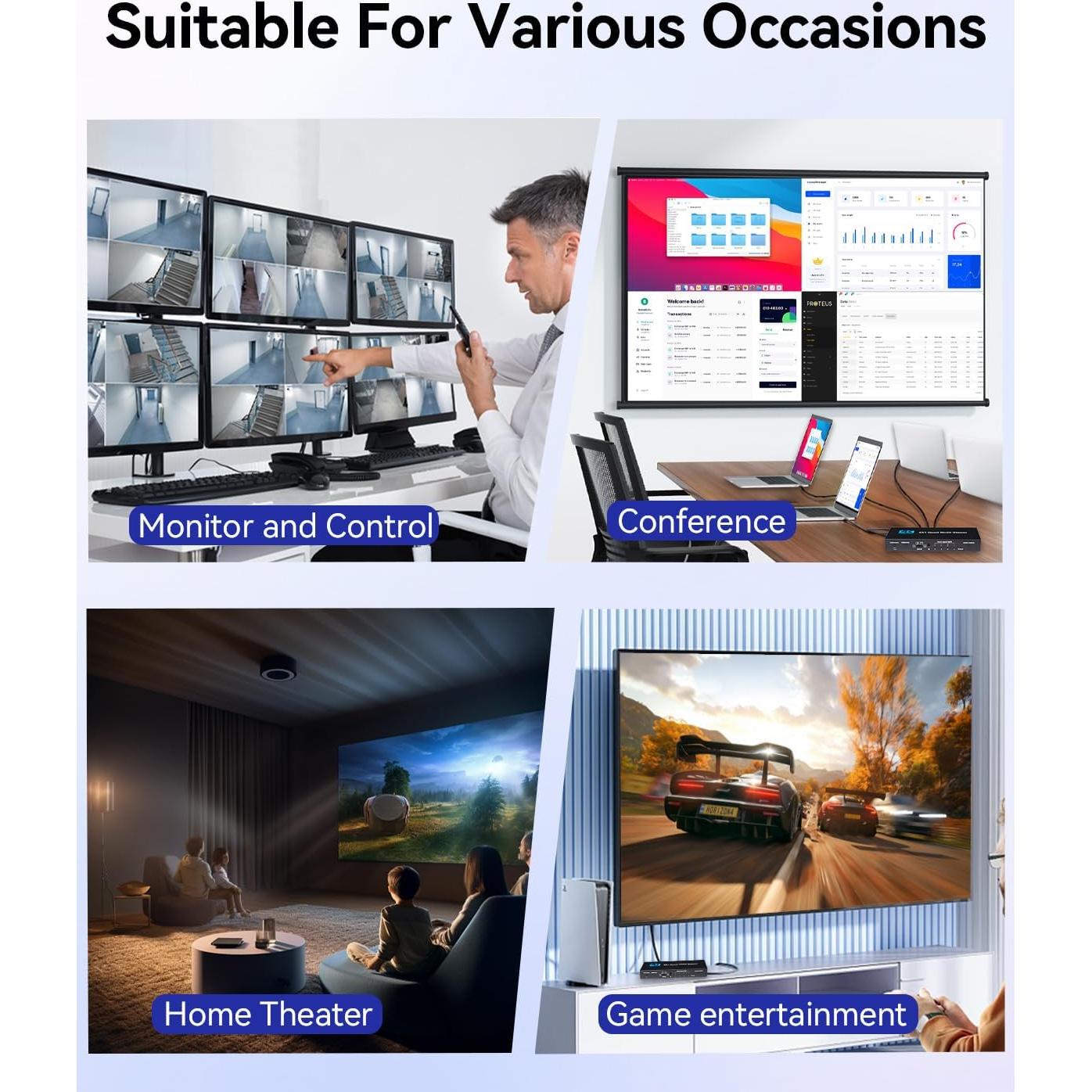 Conmutador HDMI 4x1 HAICHENTEX 4K Multiviewer Control Remoto