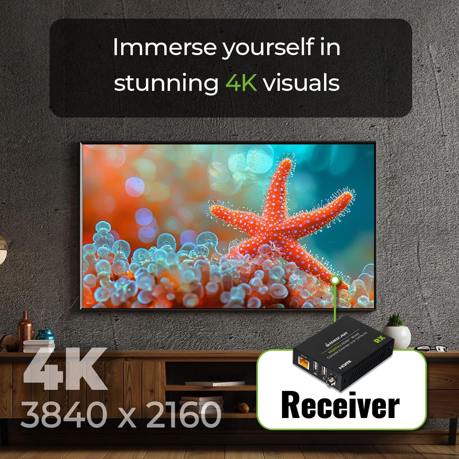 Extensor HDMI 4K IOGEAR GCEH4K hasta 68.58 m con USB