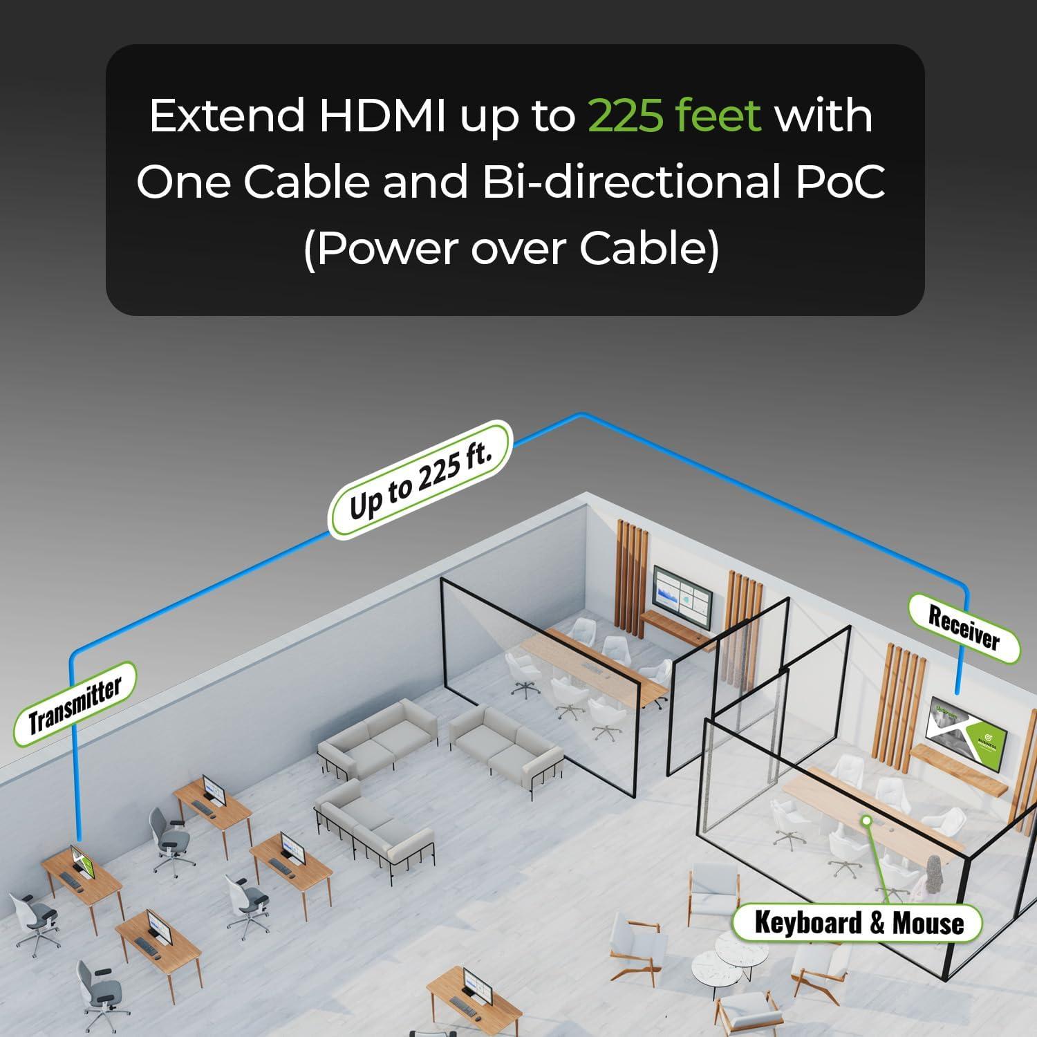 Extensor HDMI 4K IOGEAR GCEH4K hasta 68.58 m con USB