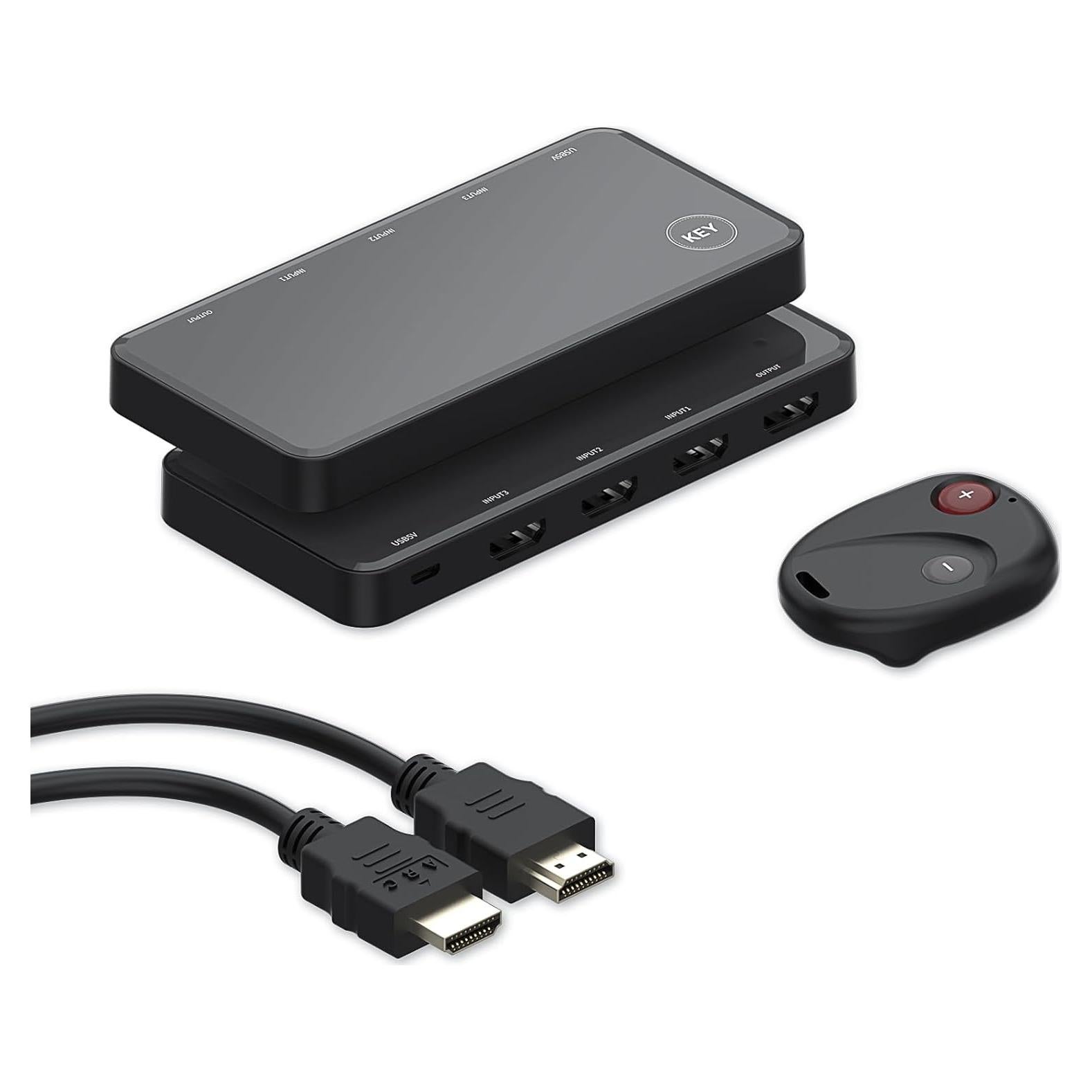 Conmutador HDMI 3 en 1 OVAW 4K@60Hz con Control Remoto