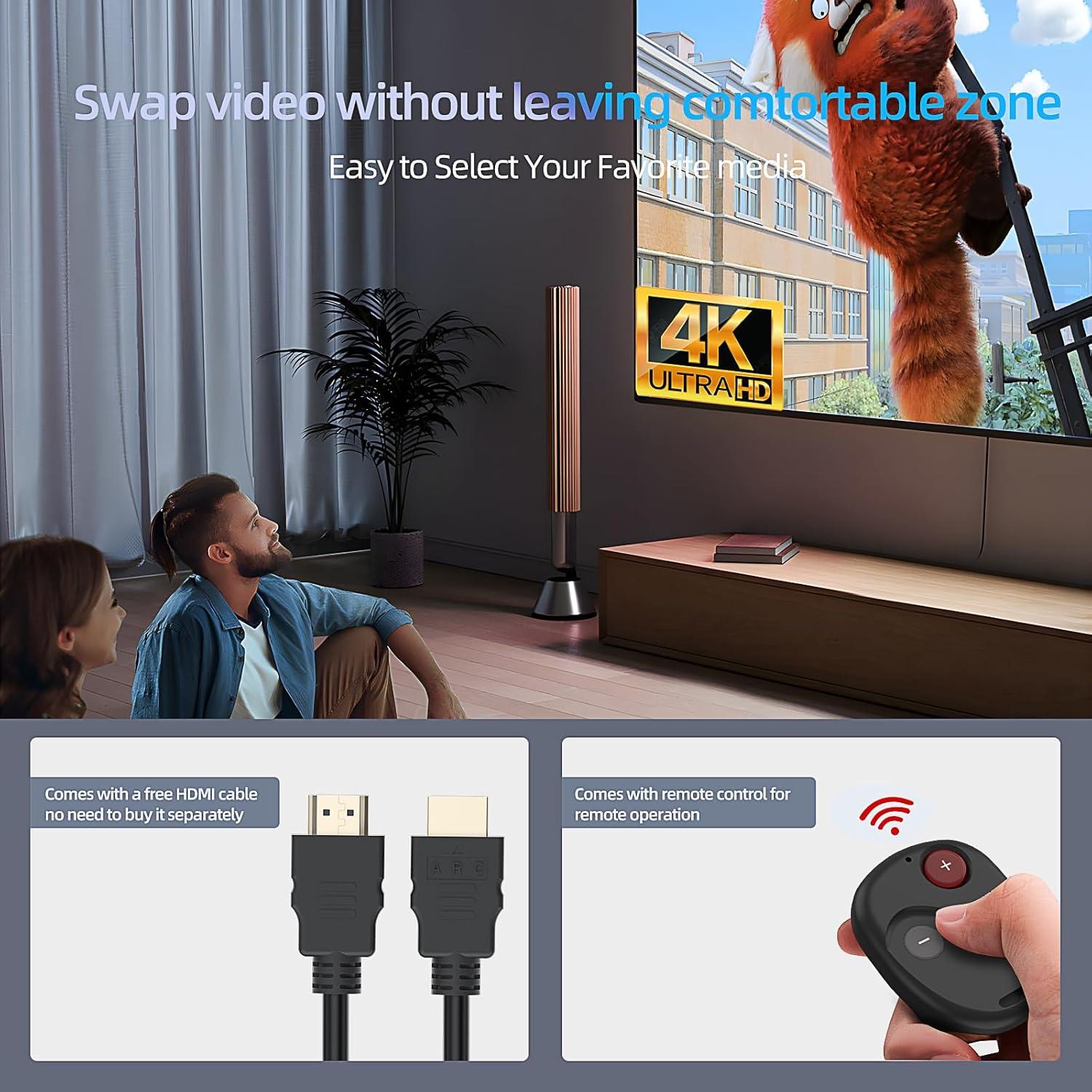 Conmutador HDMI 3 en 1 OVAW 4K@60Hz con Control Remoto