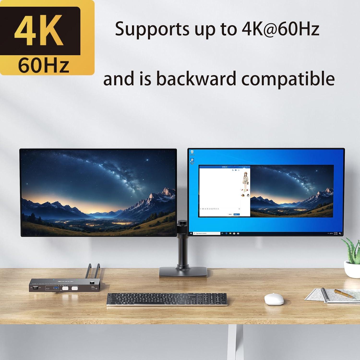 Interruptor KVM USB C HDMI DP 2 PC 2 Monitores 4K 60Hz