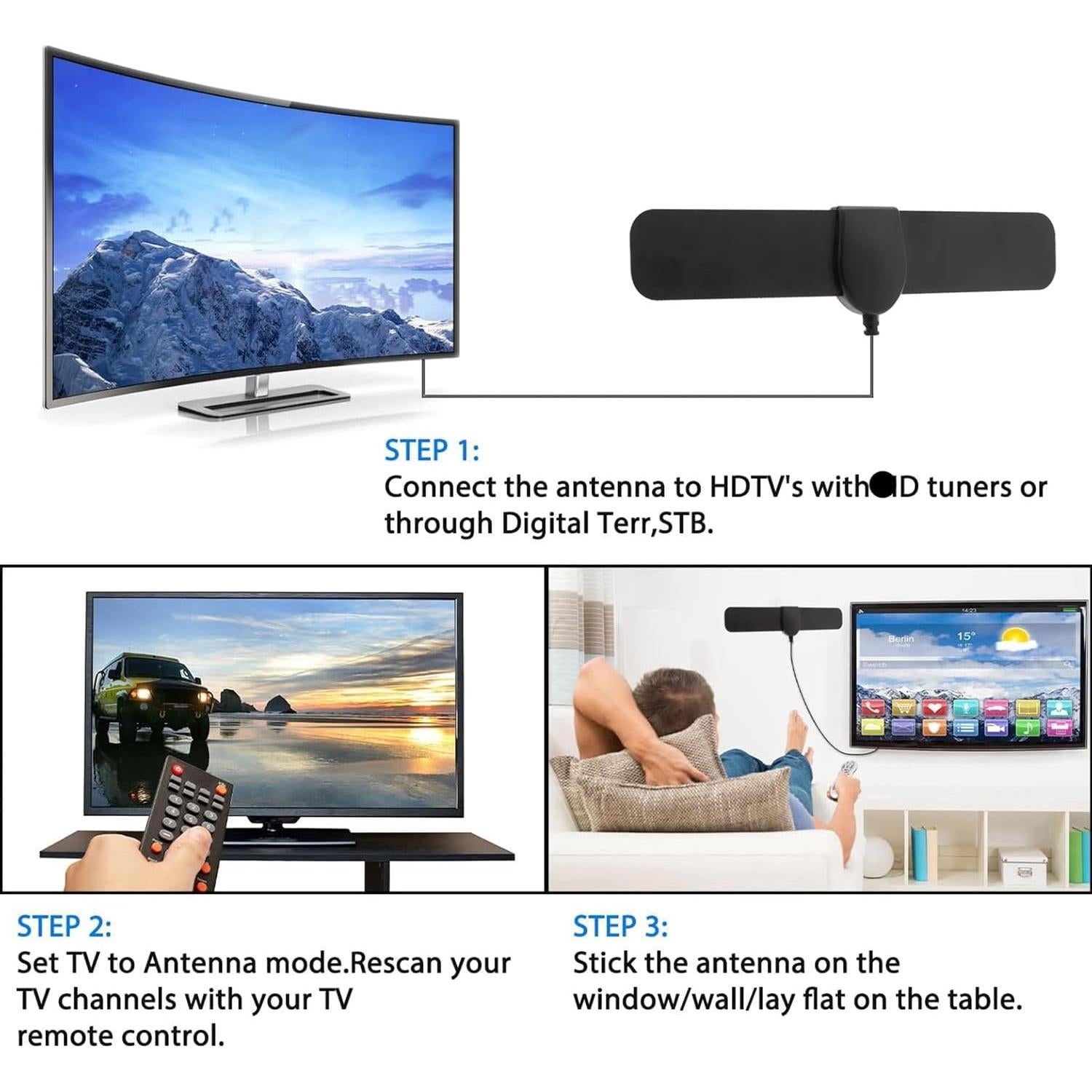 Antena Digital TKTDBX 2025 4K 1080p 360° Interior/Exterior