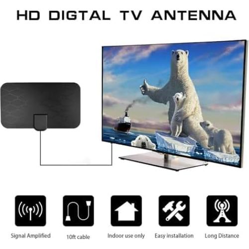 Antena Digital HD Interior Galkvoz 4K 1080P Amplificada 3m