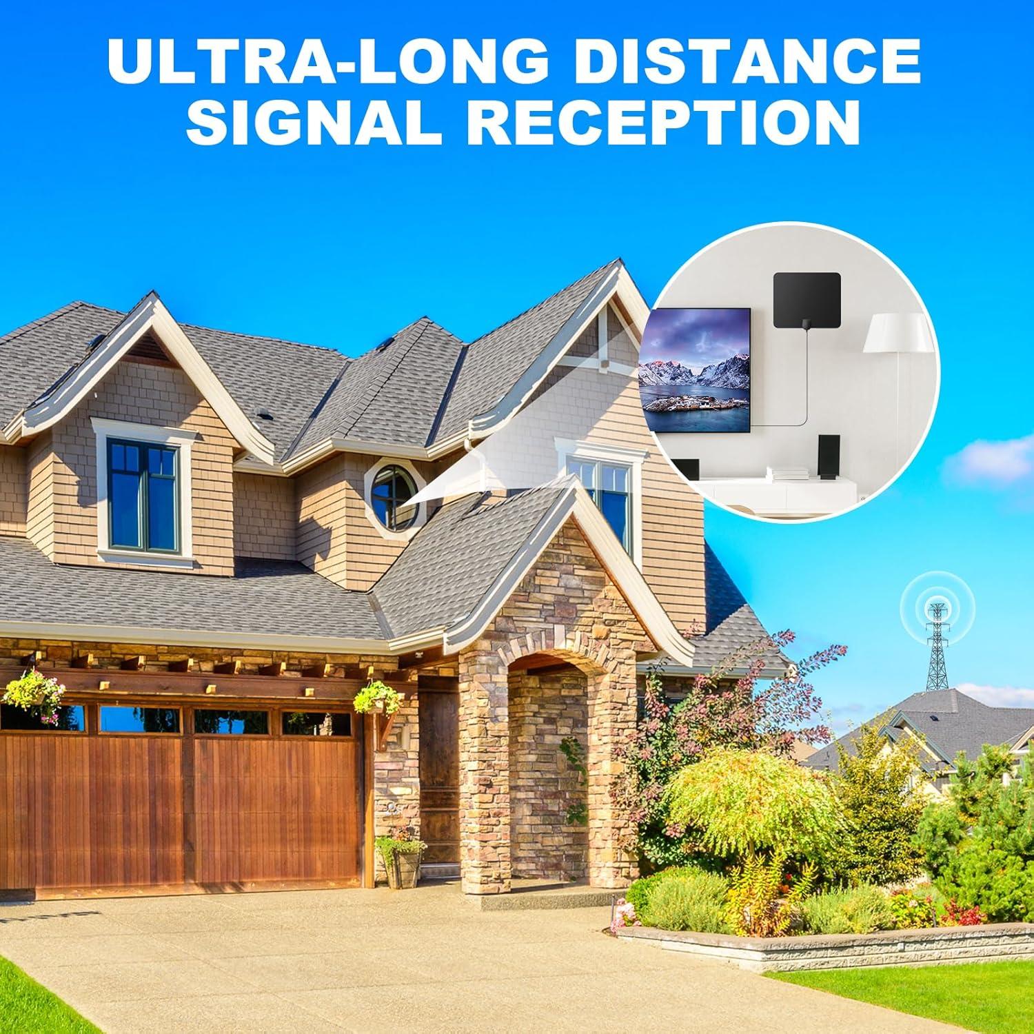 Antena de TV Interior DAANT 4K 1080p con Amplificador 0.28kg