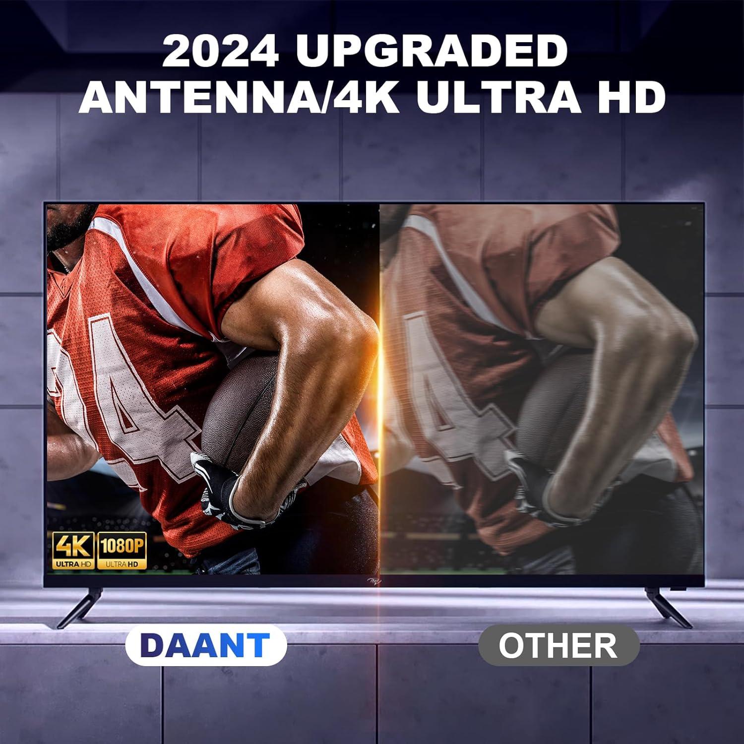 Antena de TV Interior DAANT 4K 1080p con Amplificador 0.28kg