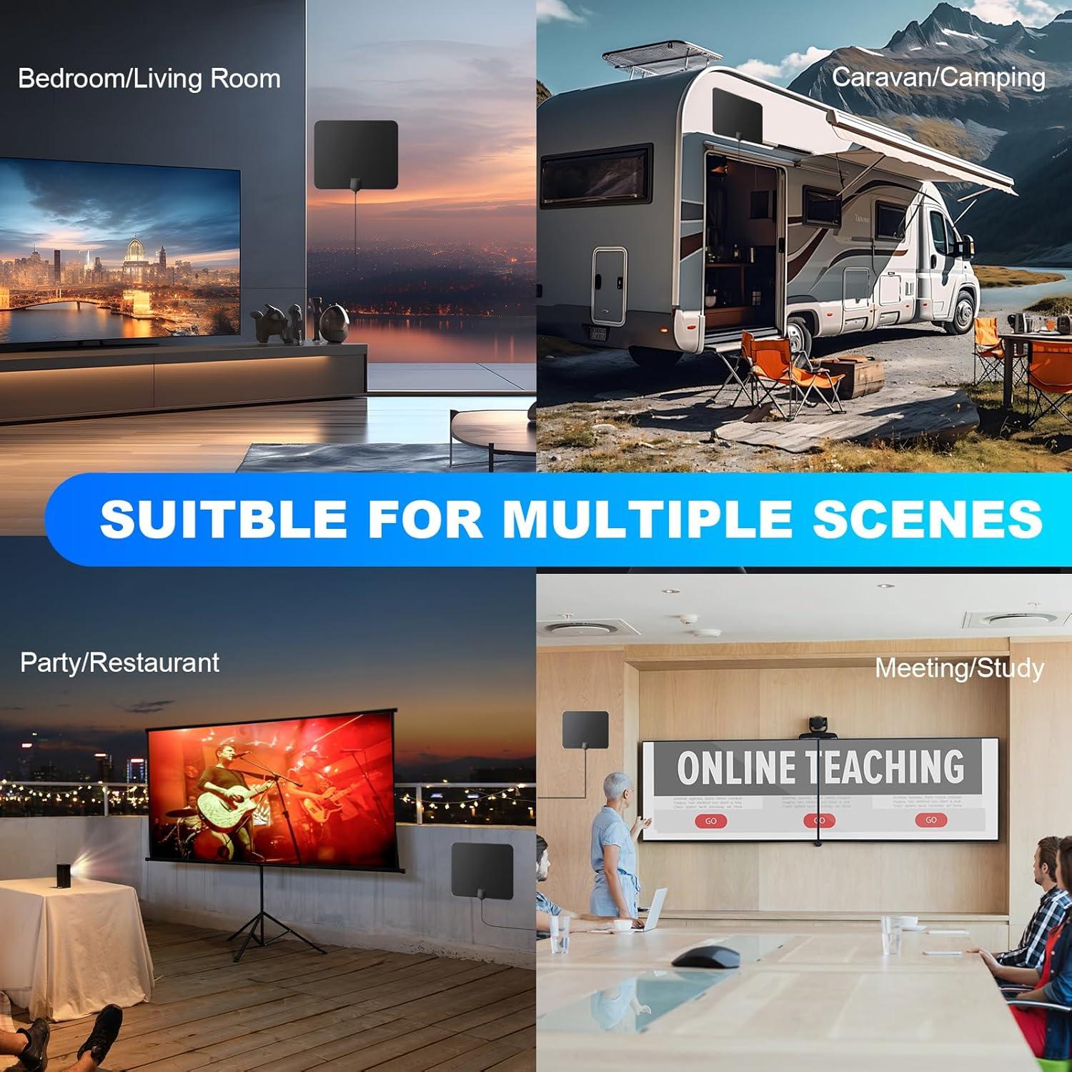 Antena de TV Interior DAANT 4K 1080p con Amplificador 0.28kg